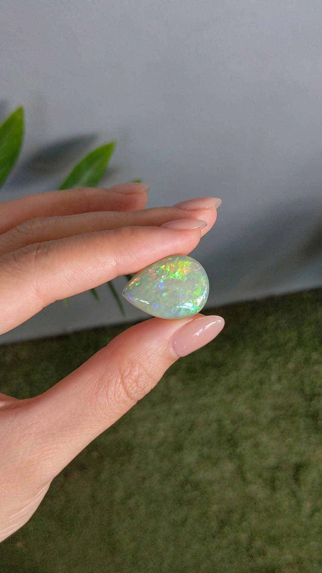 11.12 Ct. Multi Color Cabochon White Opal from Ethiopia Size Video