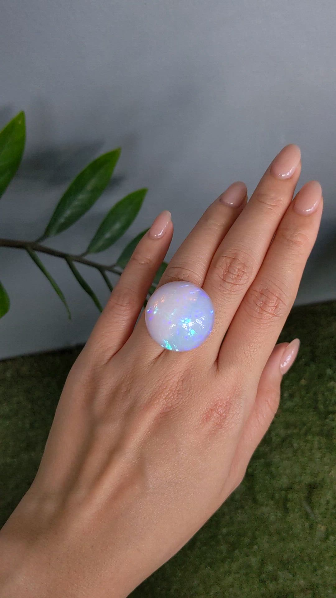 30.00 Ct. Multi Color Cabochon White Opal from Ethiopia Size Video