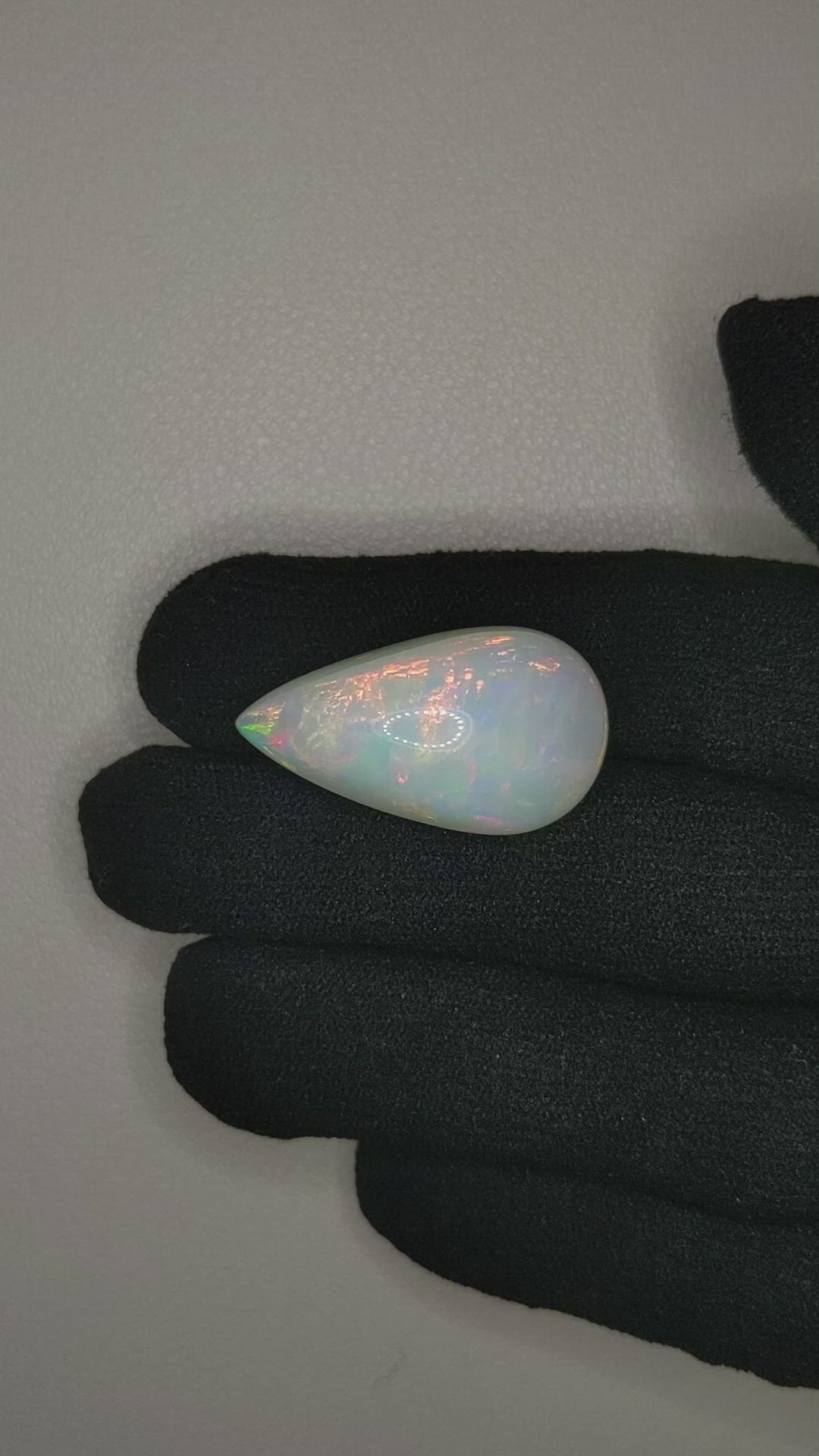 17.75 Ct. Multi Color Cabochon White Opal from Ethiopia Size Video