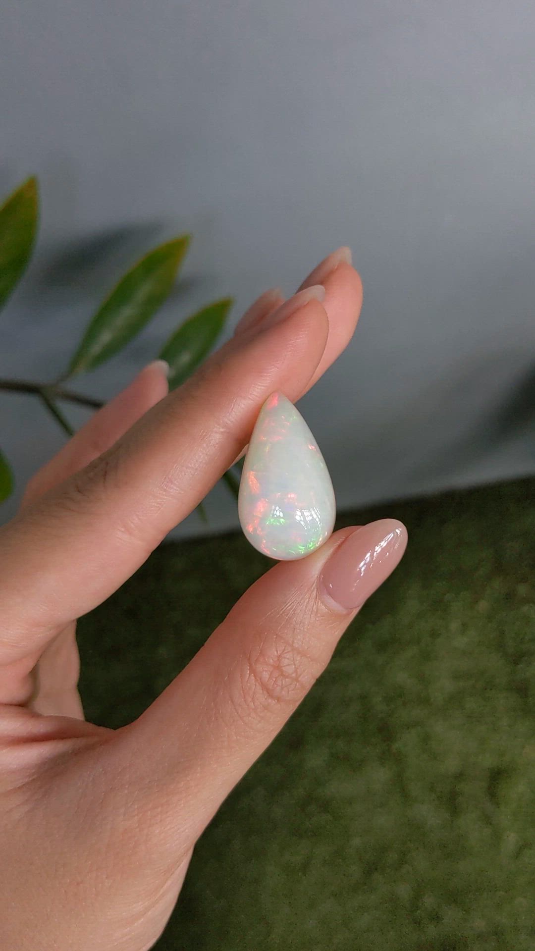 17.75 Ct. Multi Color Cabochon White Opal from Ethiopia Size Video