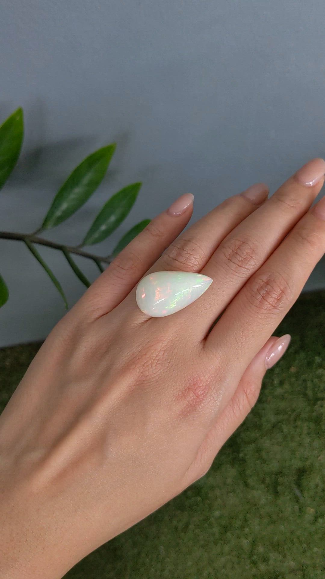 17.75 Ct. Multi Color Cabochon White Opal from Ethiopia Size Video