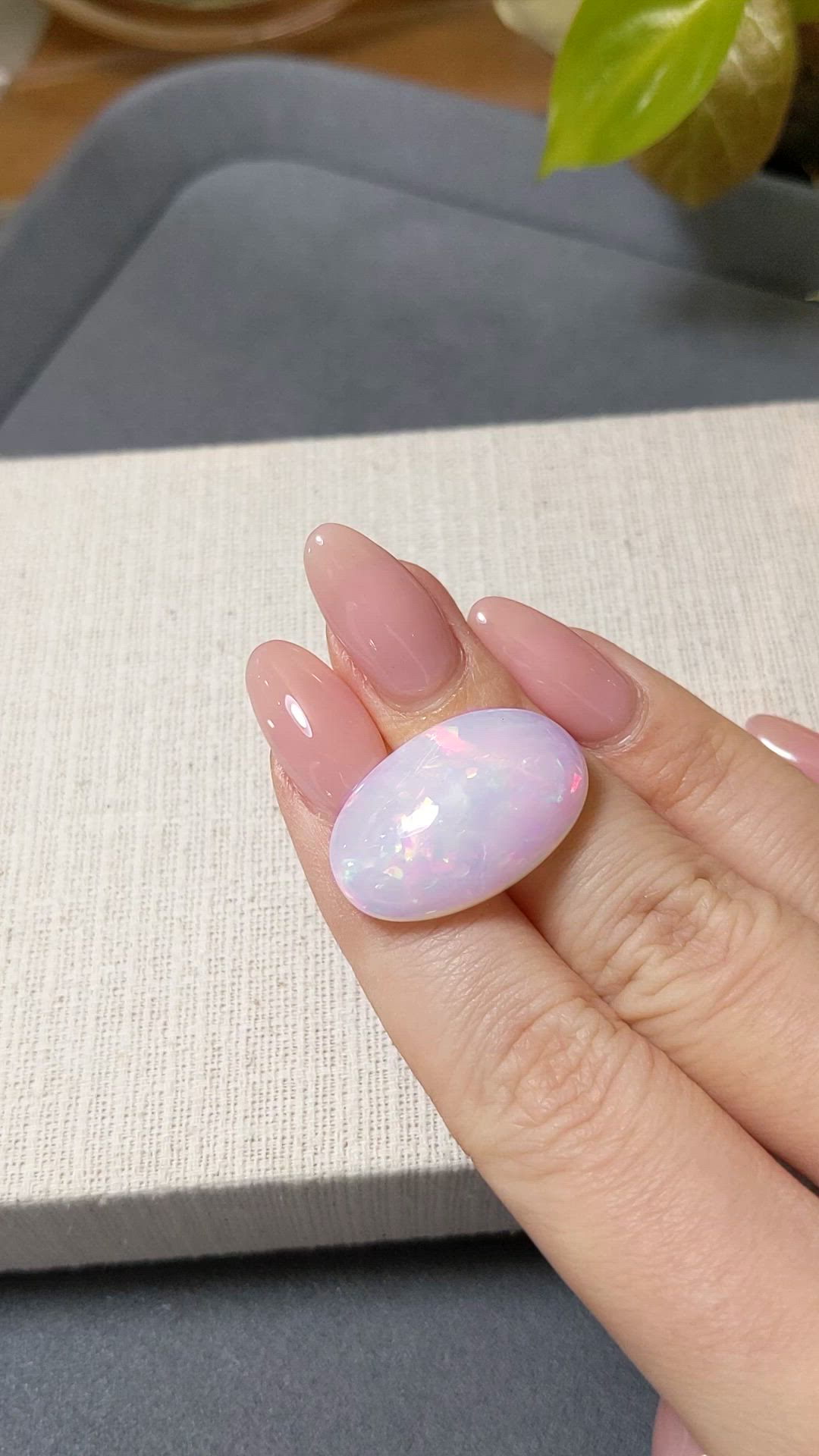 16.69 Ct. Multi Color Cabochon White Opal from Ethiopia Size Video