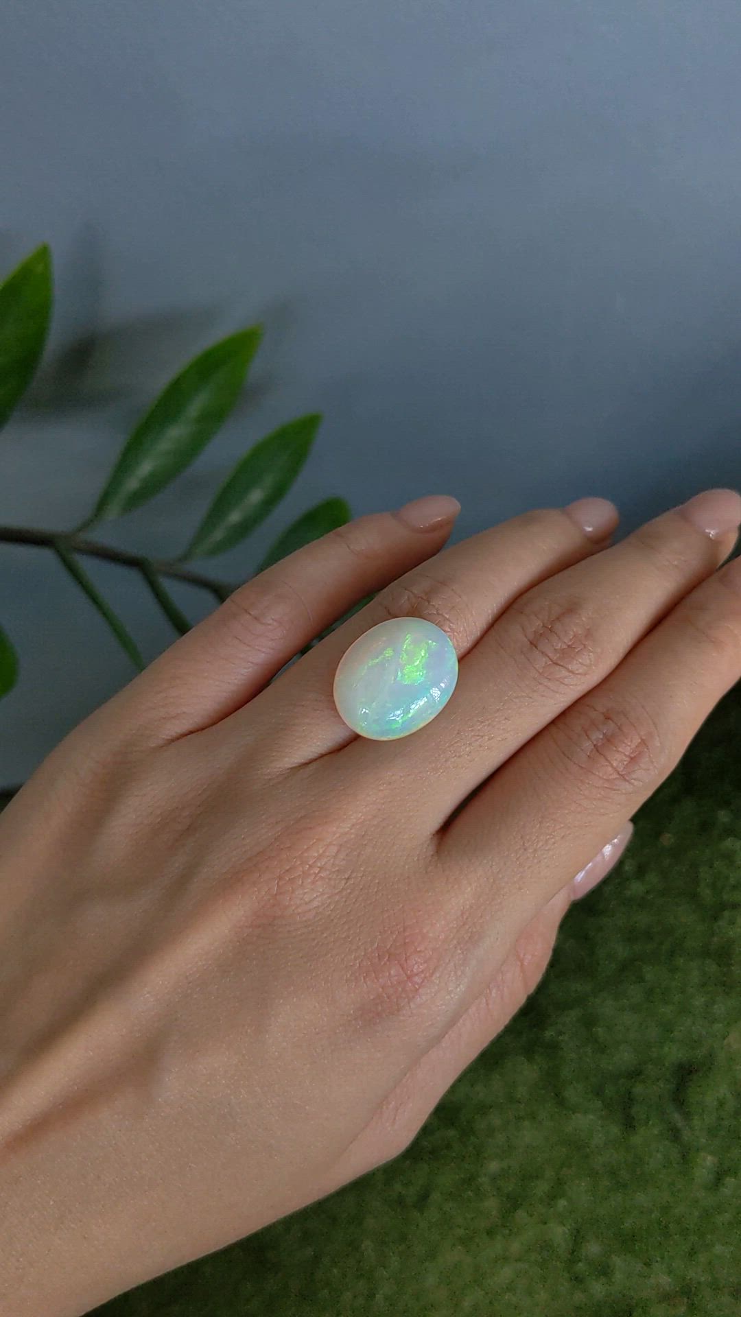 10.05 Ct. Multi Color Cabochon White Opal from Ethiopia Size Video