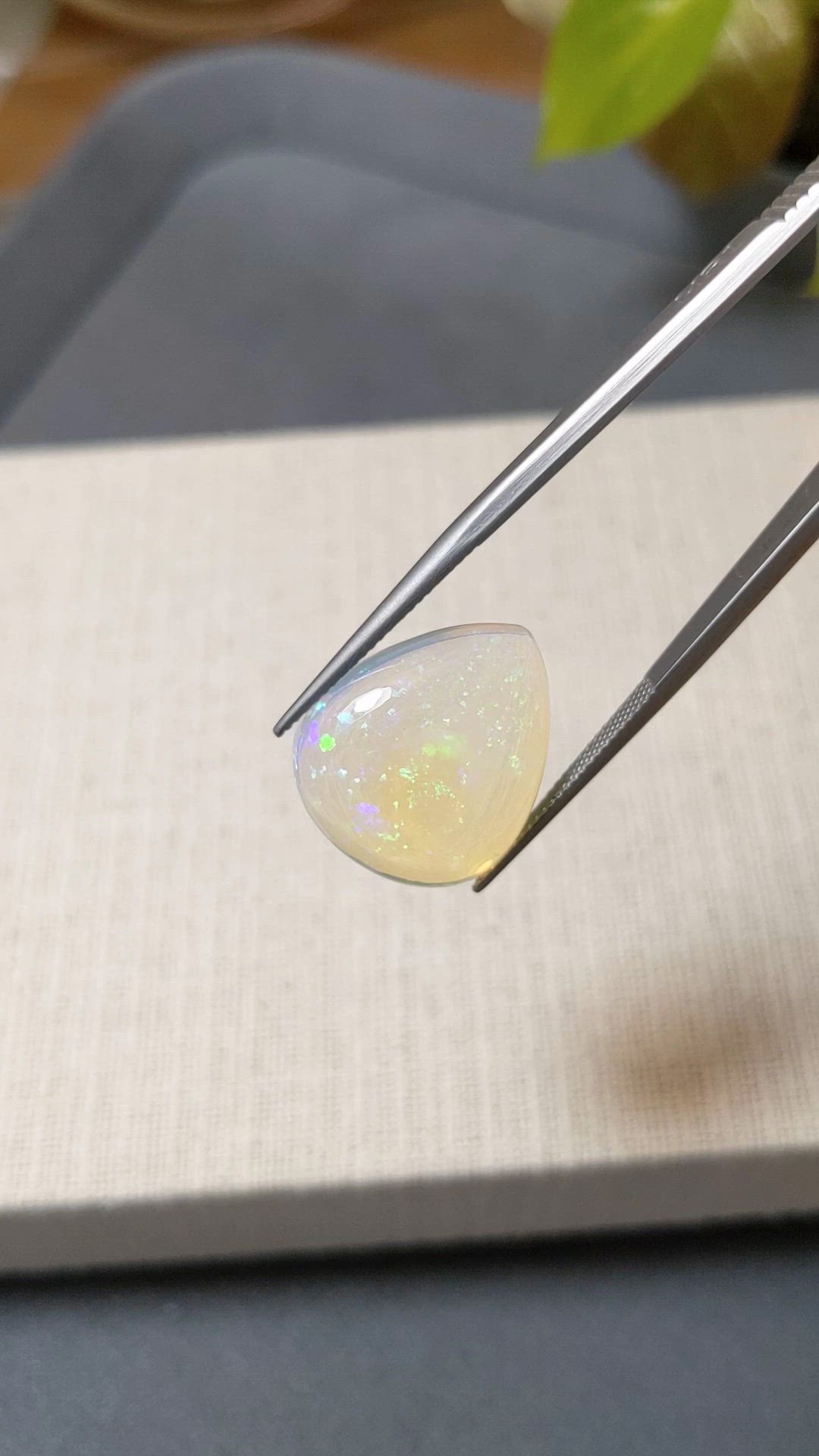 17.68 Ct. Multi Color Cabochon White Opal from Ethiopia Size Video