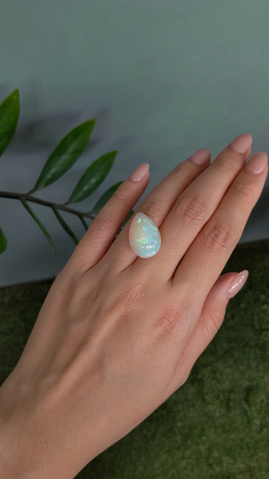 13.78 Ct. Multi Color Cabochon White Opal from Ethiopia Size Video