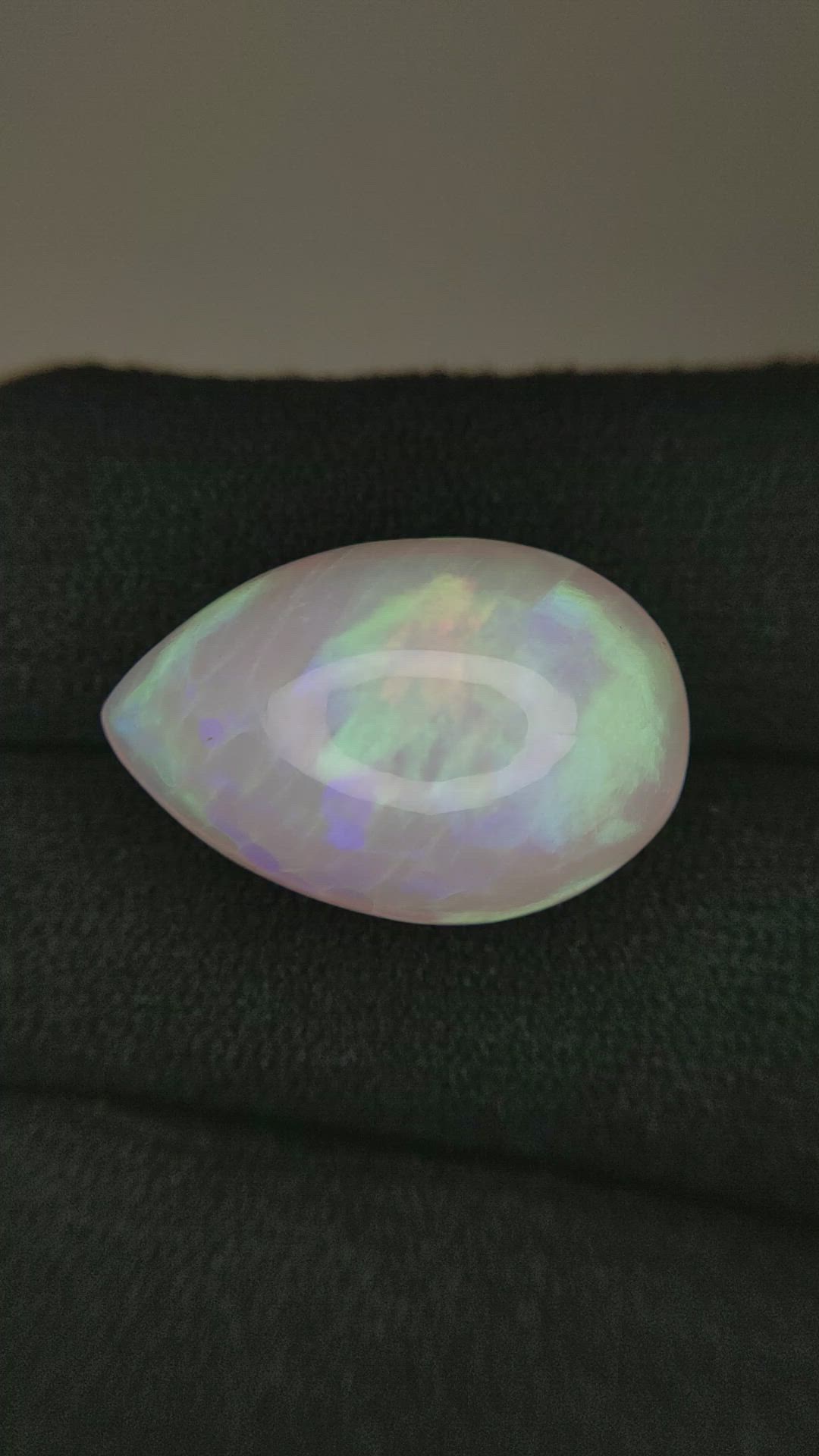 13.78 Ct. Multi Color Cabochon White Opal from Ethiopia Size Video