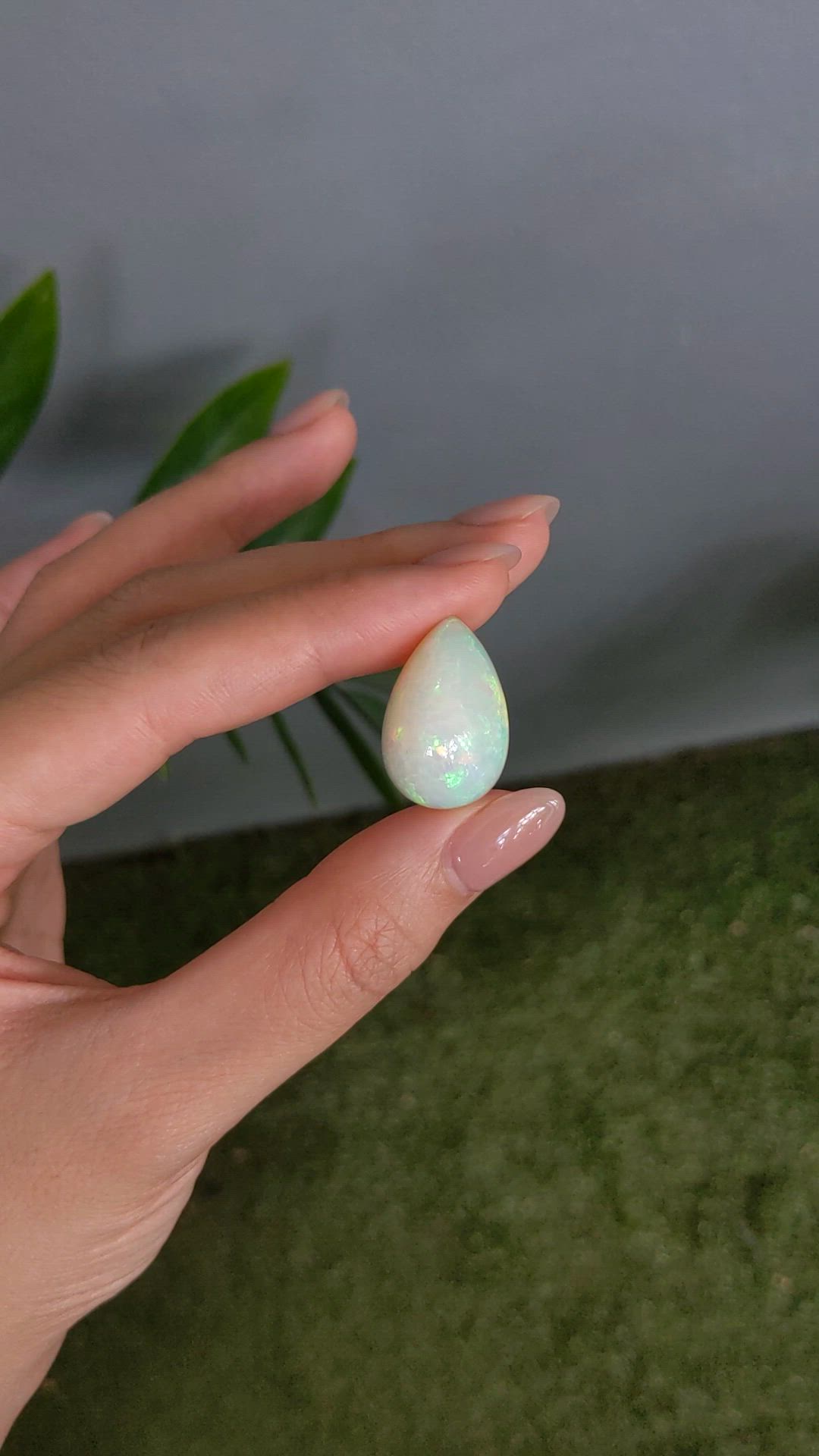 16.98 Ct. Multi Color Cabochon White Opal from Ethiopia Size Video