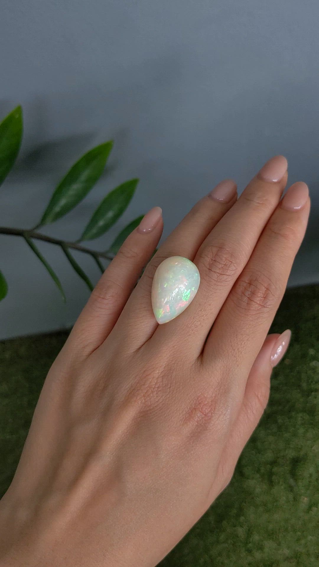 16.98 Ct. Multi Color Cabochon White Opal from Ethiopia Size Video