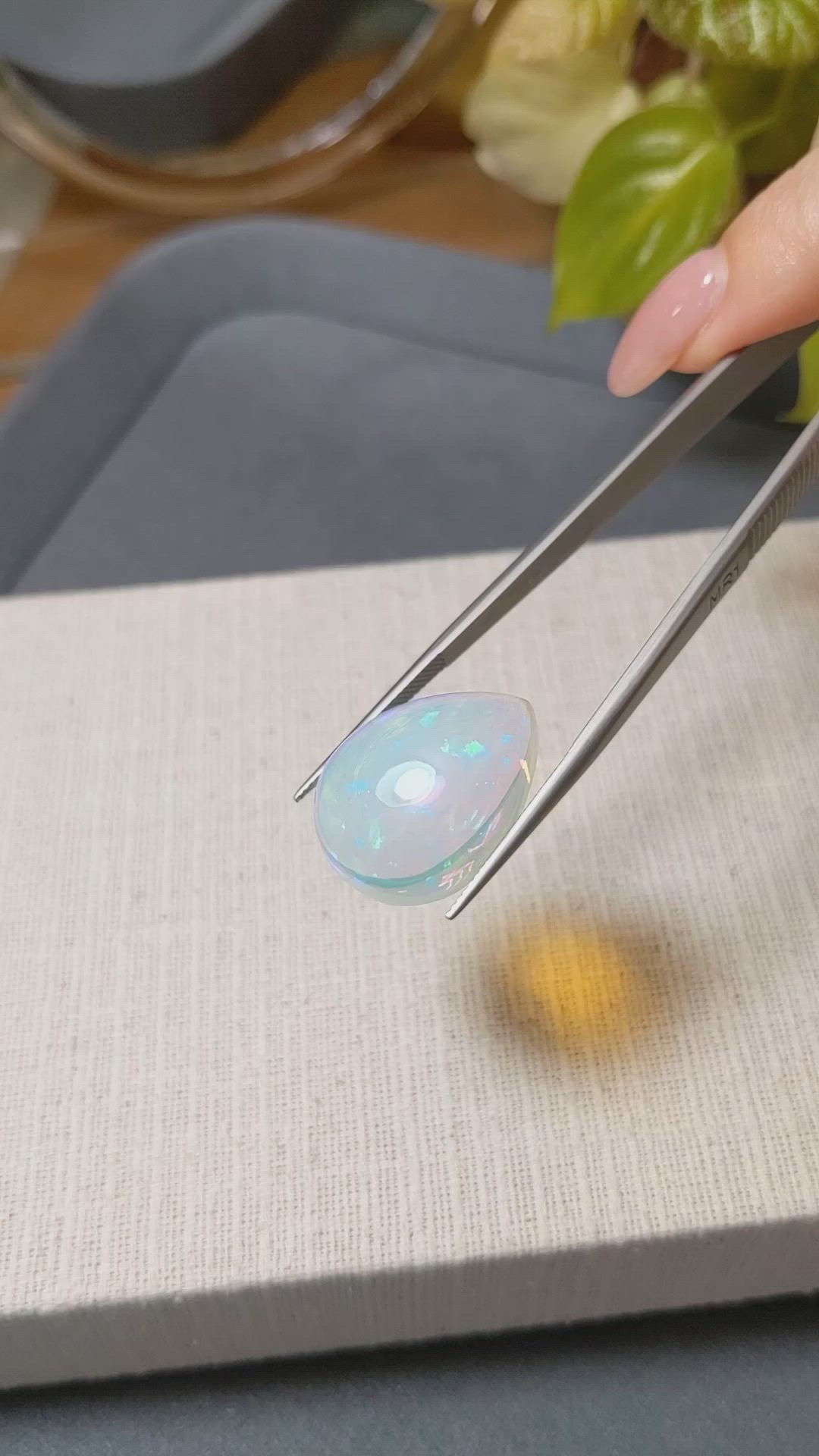 24.73 Ct. Multi Color Cabochon White Opal (Light Opal) from Ethiopia Size Video