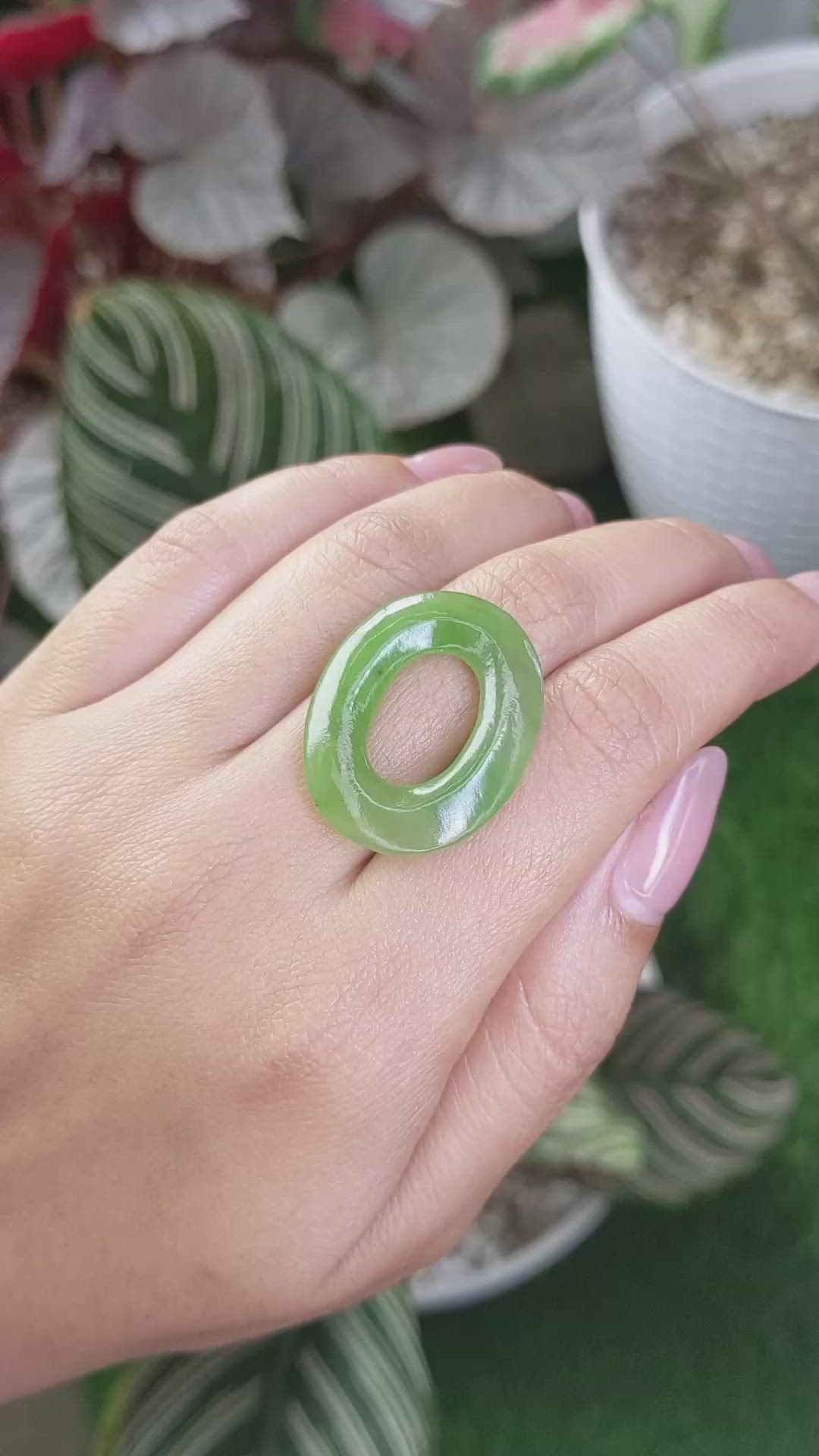 21.05 Ct. Green Cabochon Jade from Burma (Myanmar) Size Video