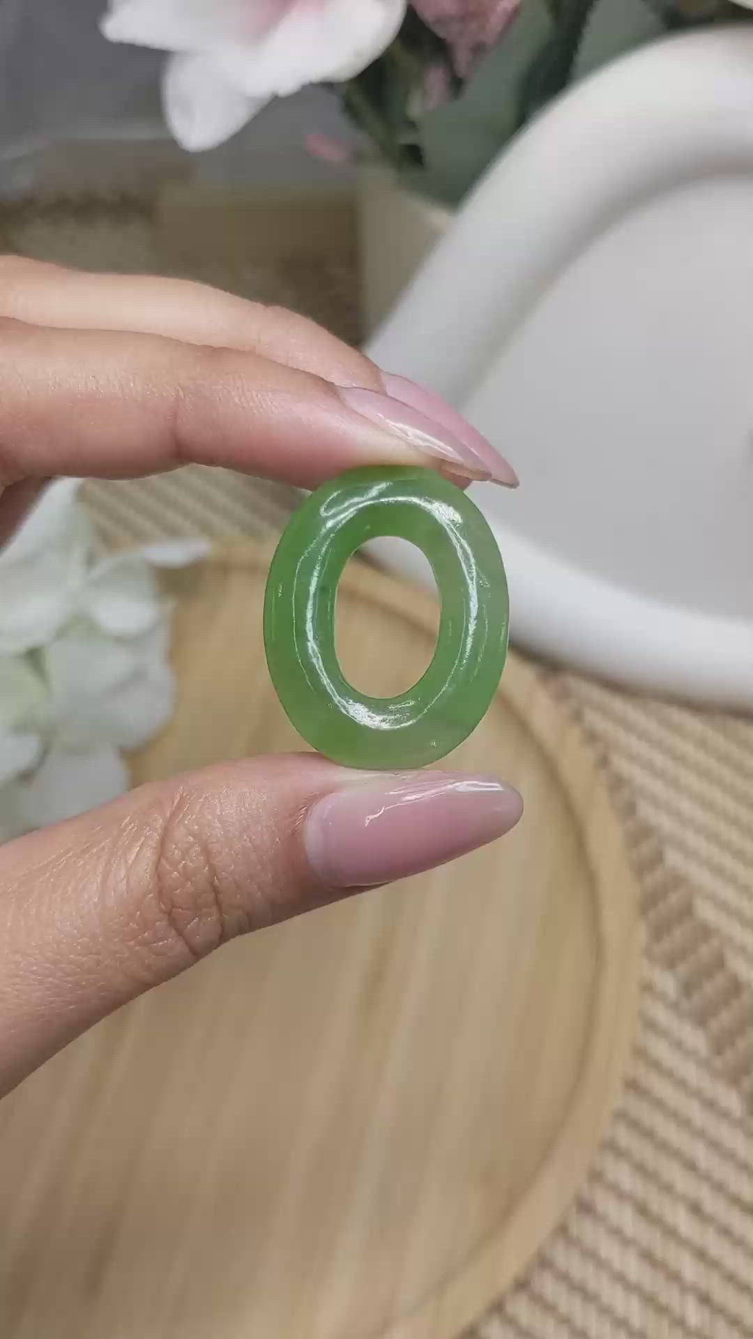 21.05 Ct. Green Cabochon Jade from Burma (Myanmar) Size Video