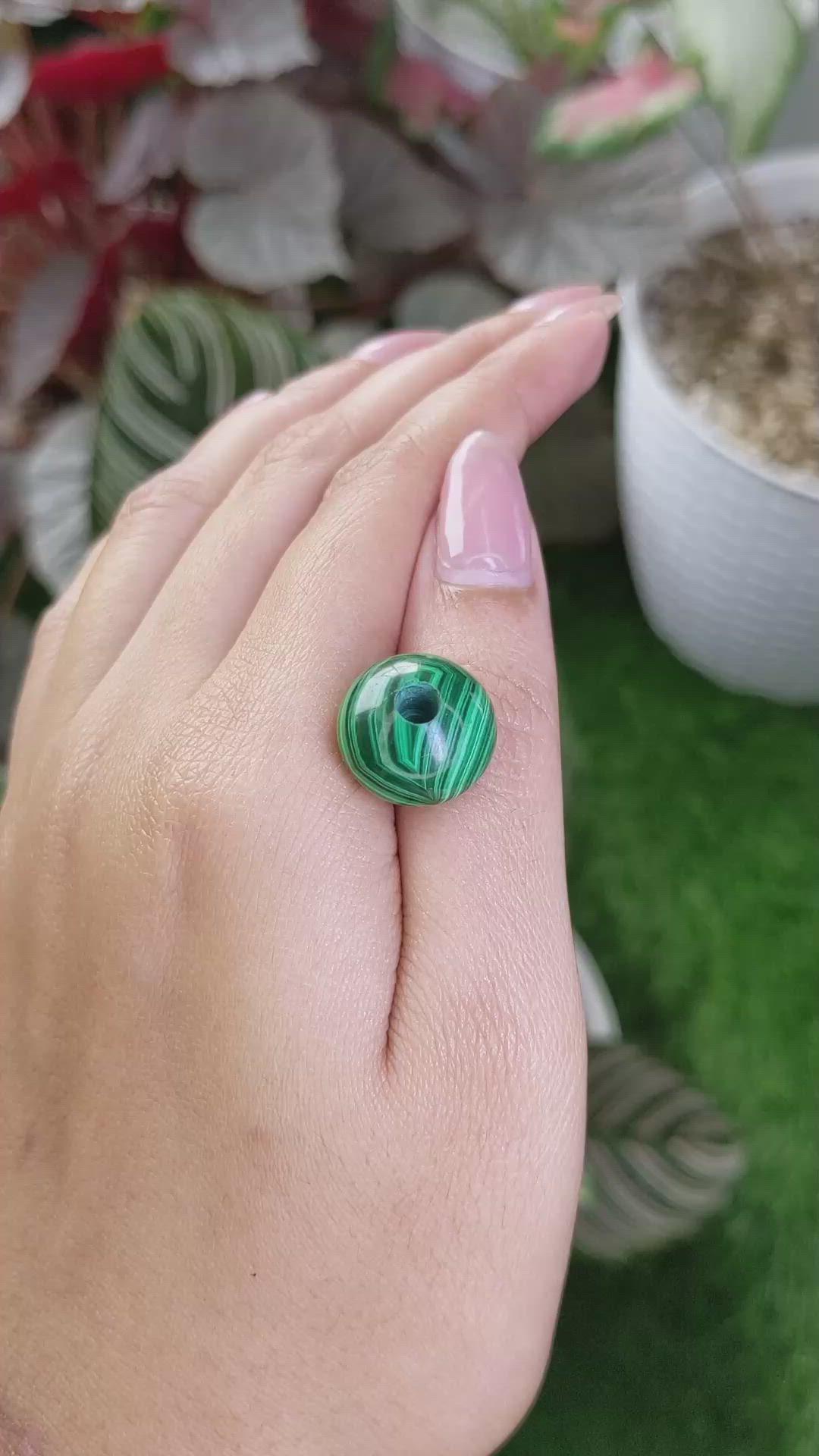 23.88 Ct. Cabochon Malachite from Madagascar Size Video
