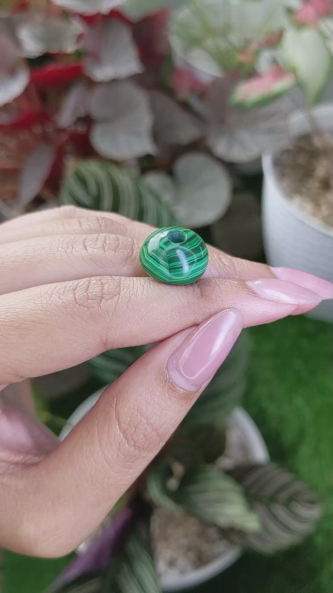 23.88 Ct. Cabochon Malachite from Madagascar Size Video