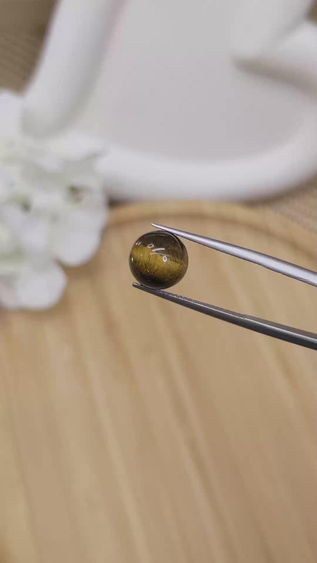 4.28 Ct. Cabochon Tiger's Eye from Ceylon (Sri Lanka) Size Video