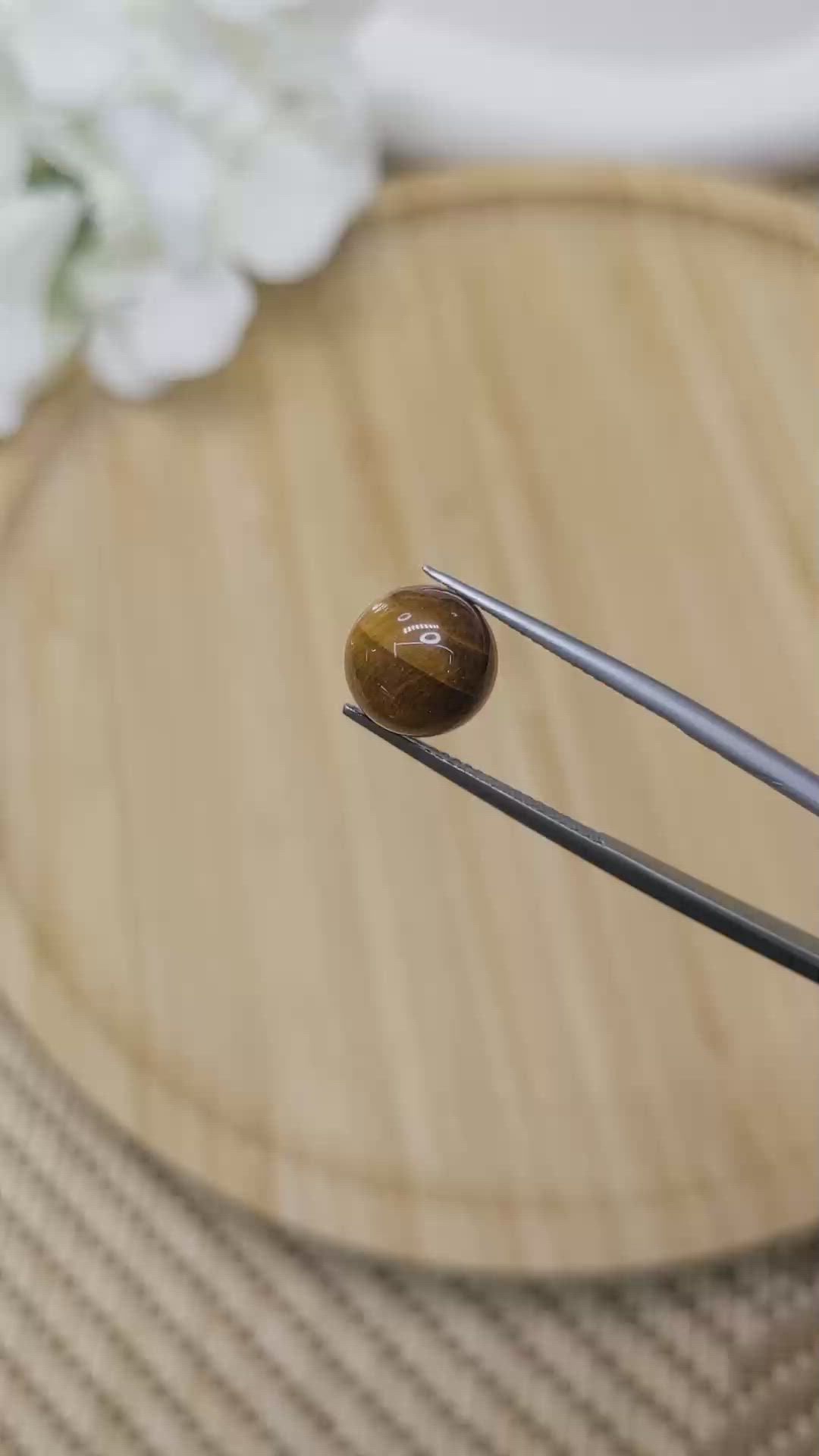 4.36 Ct. Cabochon Tiger's Eye from Ceylon (Sri Lanka) Size Video