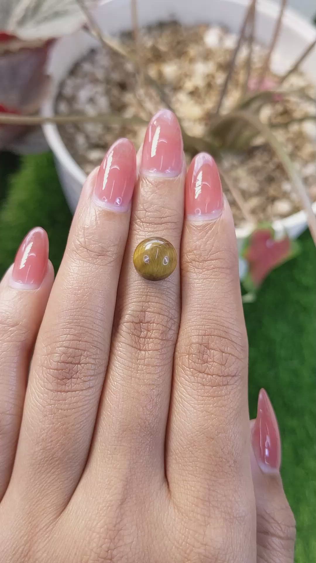 4.06 Ct. Cabochon Tiger's Eye from Ceylon (Sri Lanka) Size Video