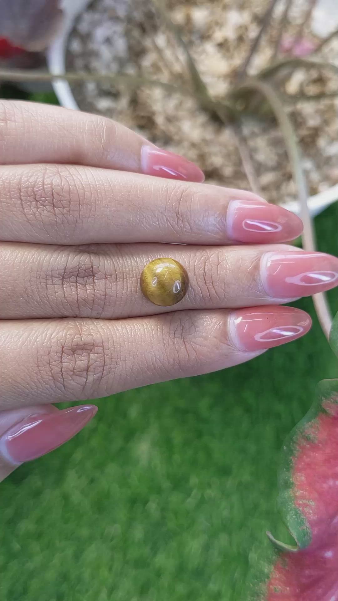 4.06 Ct. Cabochon Tiger's Eye from Ceylon (Sri Lanka) Size Video
