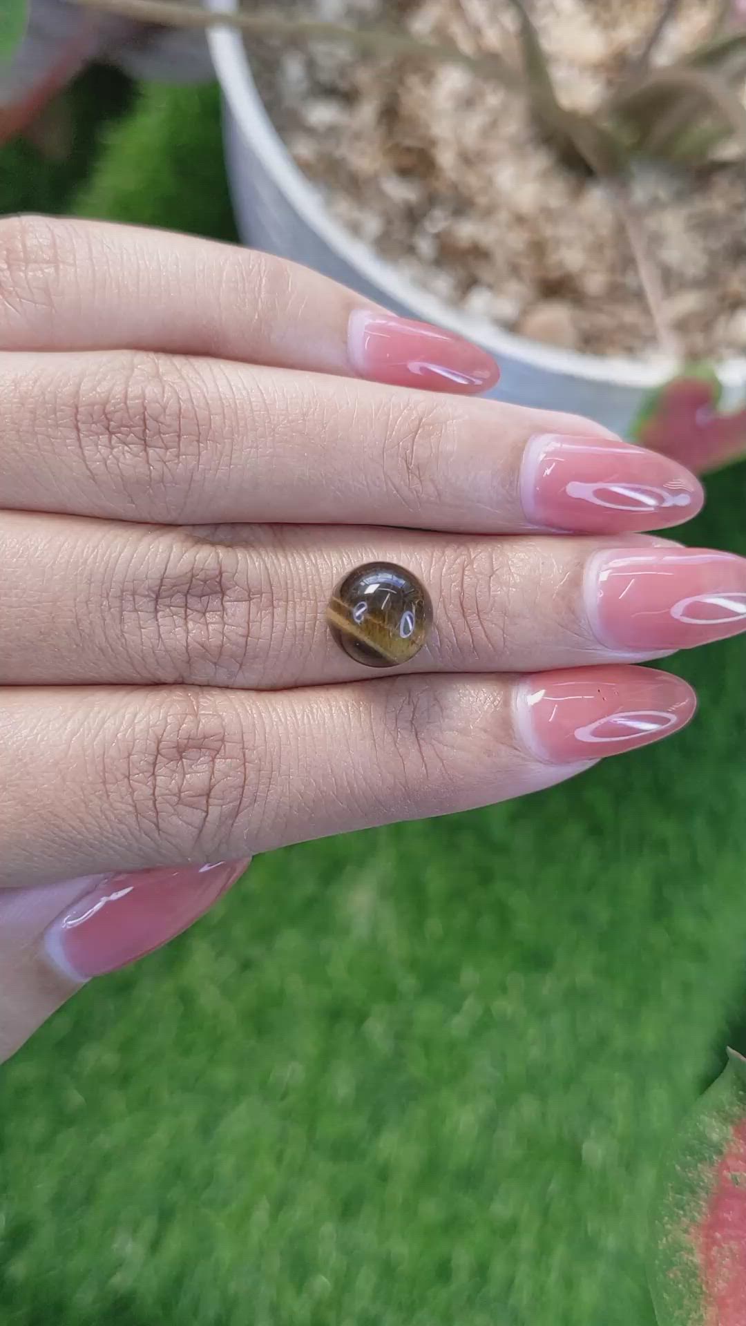 4.64 Ct. Cabochon Tiger's Eye from Ceylon (Sri Lanka) Size Video
