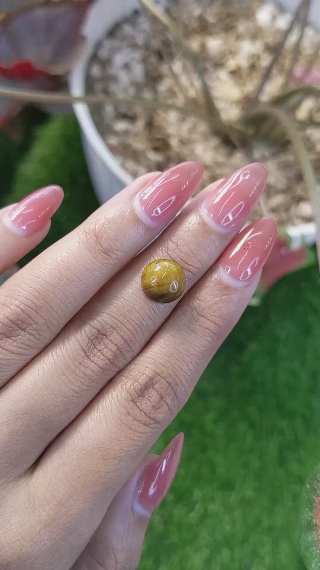 4.27 Ct. Cabochon Tiger's Eye from Ceylon (Sri Lanka) Size Video