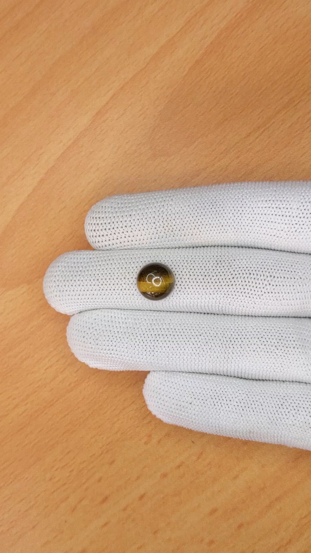 4.20 Ct. Cabochon Tiger's Eye from Ceylon (Sri Lanka) Size Video