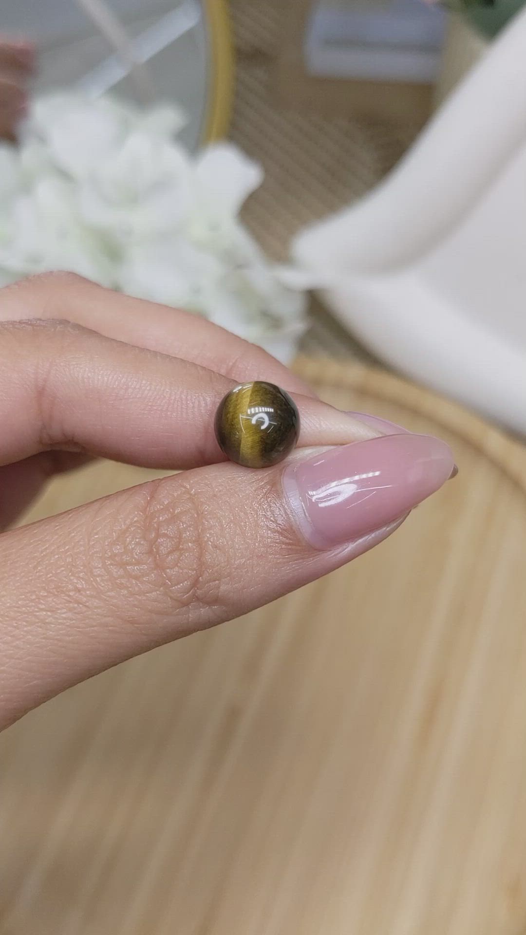 4.43 Ct. Cabochon Tiger's Eye from Ceylon (Sri Lanka) Size Video