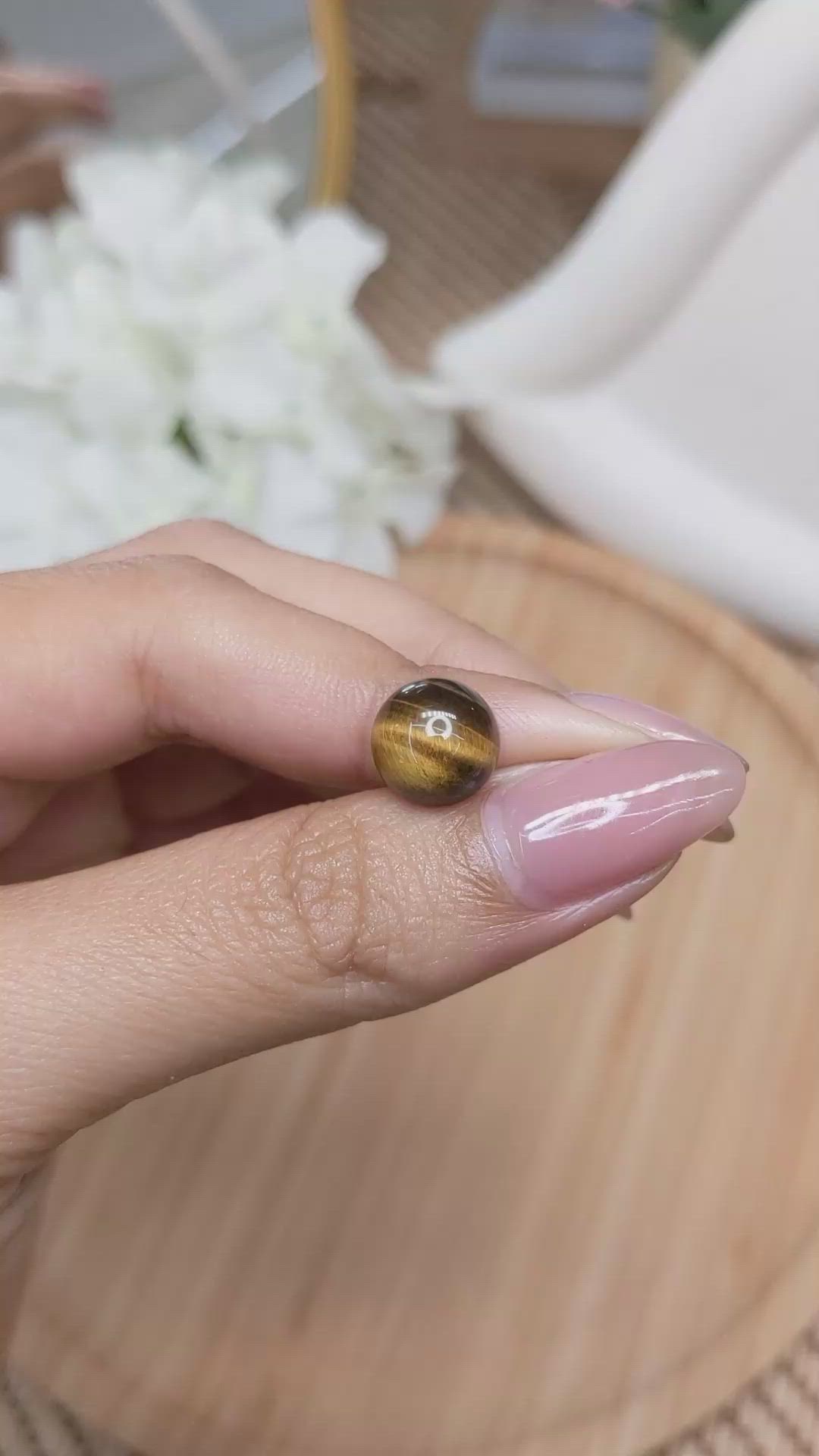 4.48 Ct. Cabochon Tiger's Eye from Ceylon (Sri Lanka) Size Video