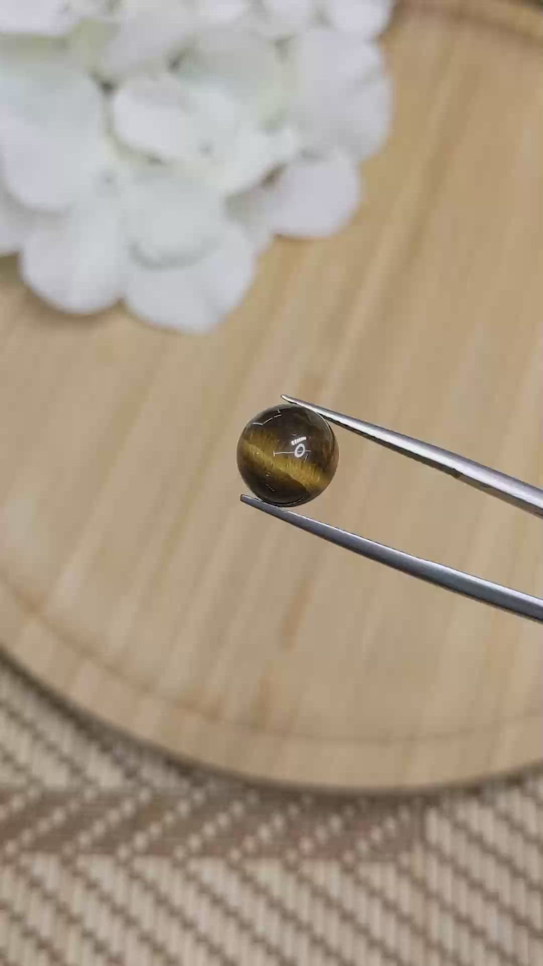 4.76 Ct. Cabochon Tiger's Eye from Ceylon (Sri Lanka) Size Video