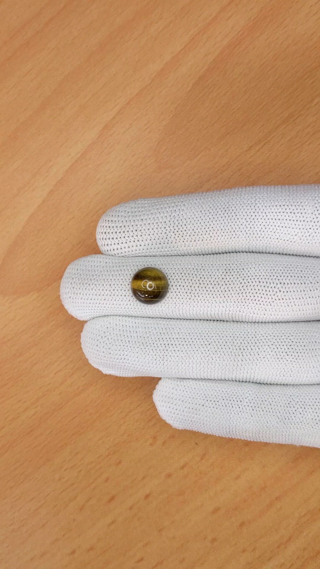 4.14 Ct. Cabochon Tiger's Eye from Ceylon (Sri Lanka) Size Video