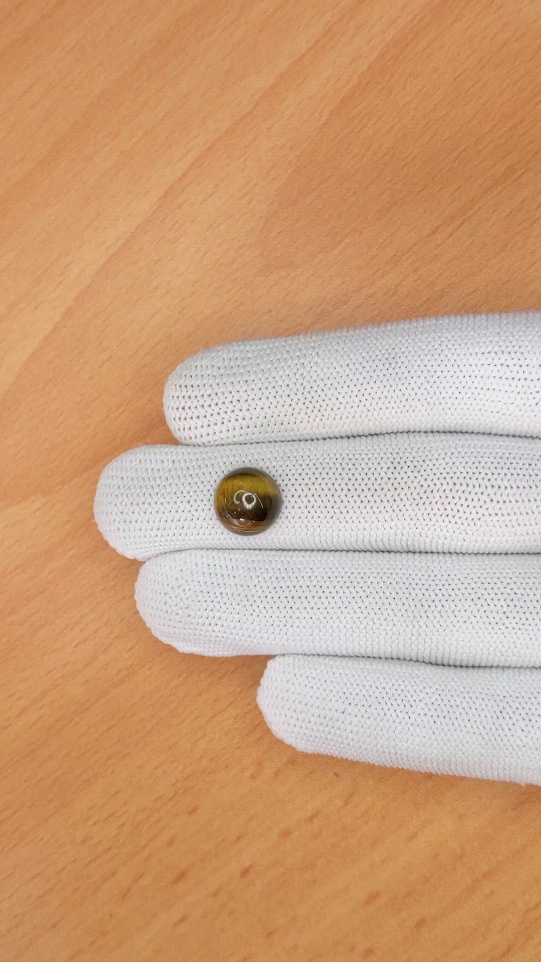 4.47 Ct. Cabochon Tiger's Eye from Ceylon (Sri Lanka) Size Video
