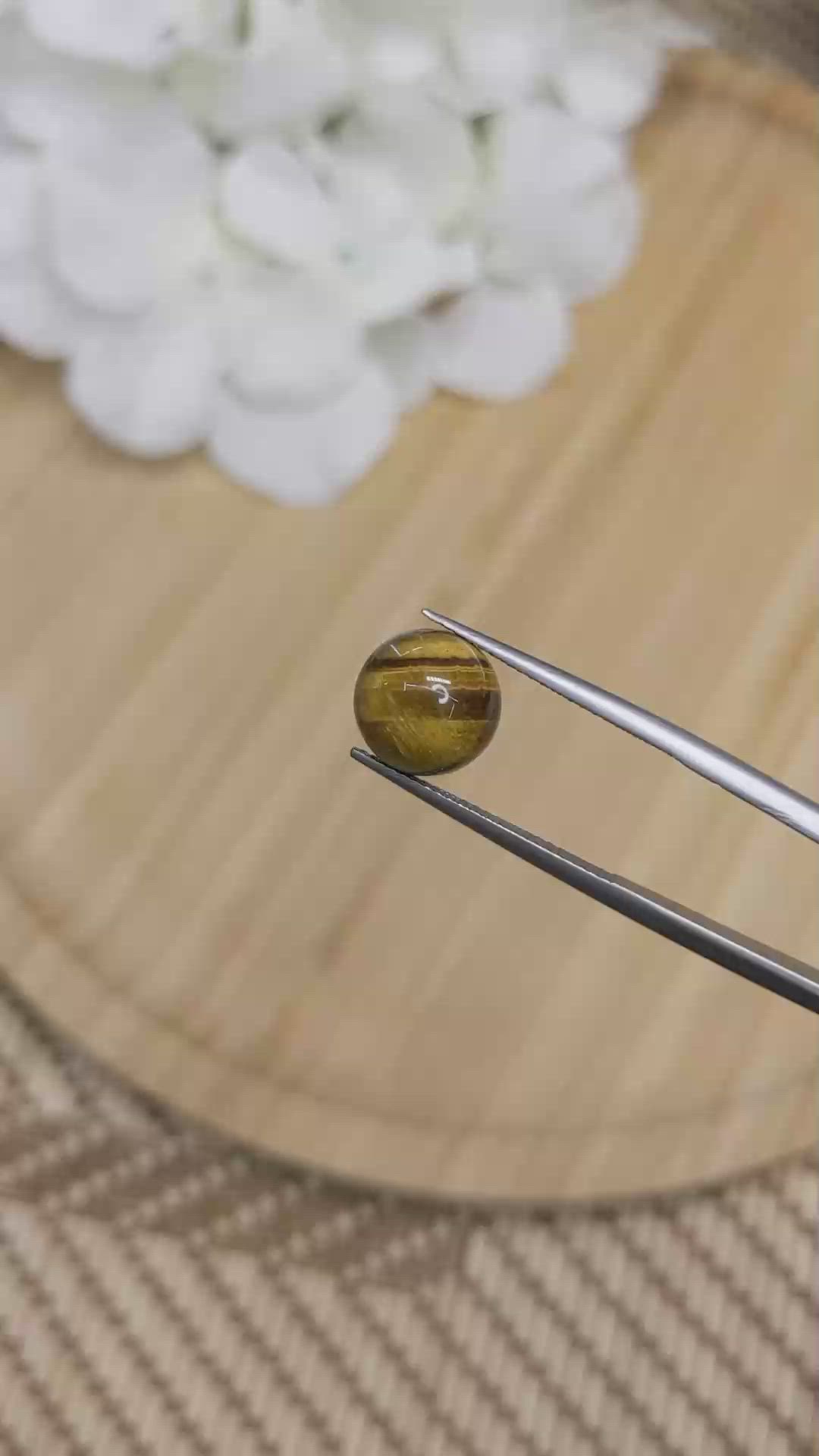 4.31 Ct. Cabochon Tiger's Eye from Ceylon (Sri Lanka) Size Video