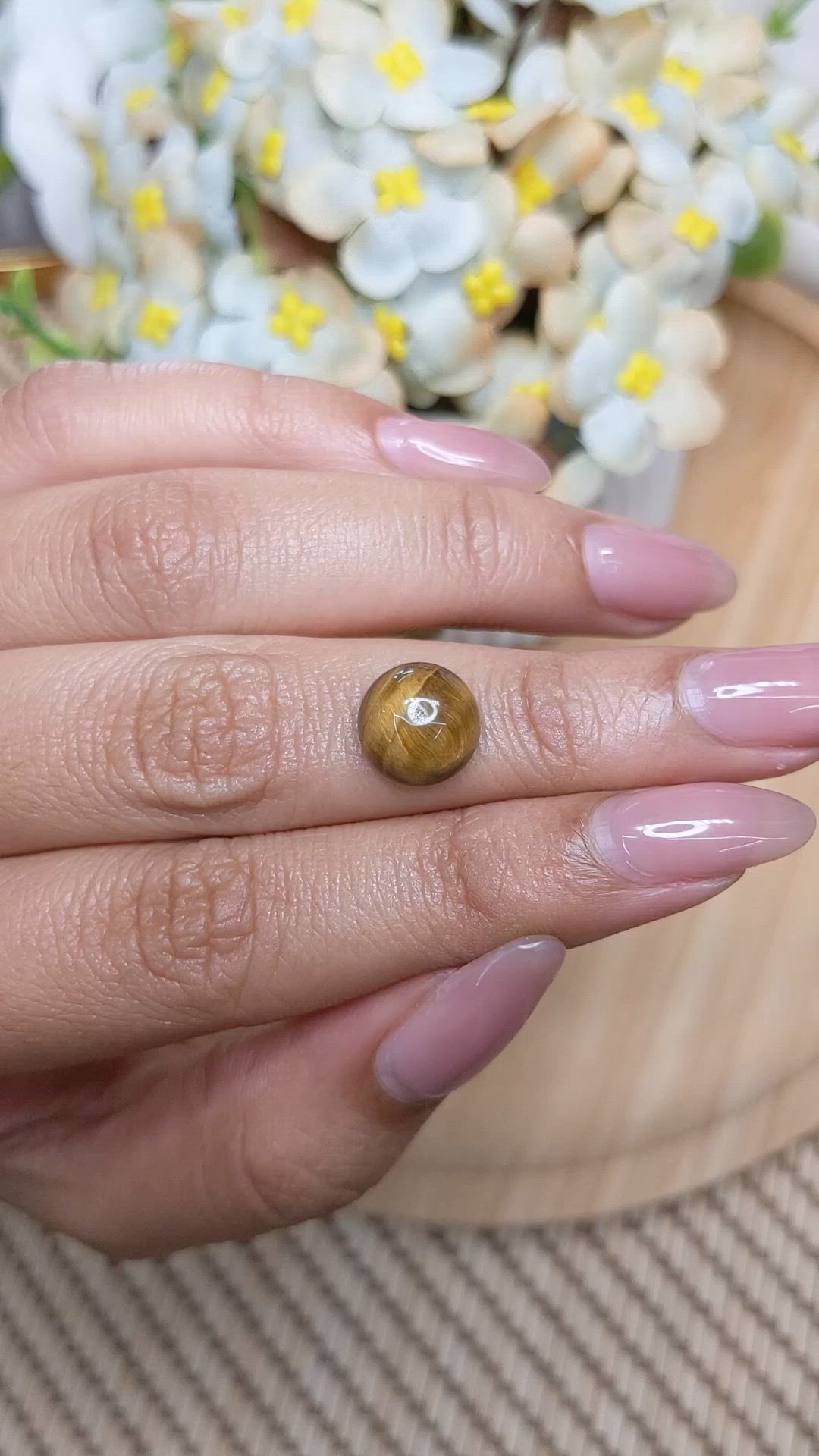 4.24 Ct. Cabochon Tiger's Eye from Ceylon (Sri Lanka) Size Video