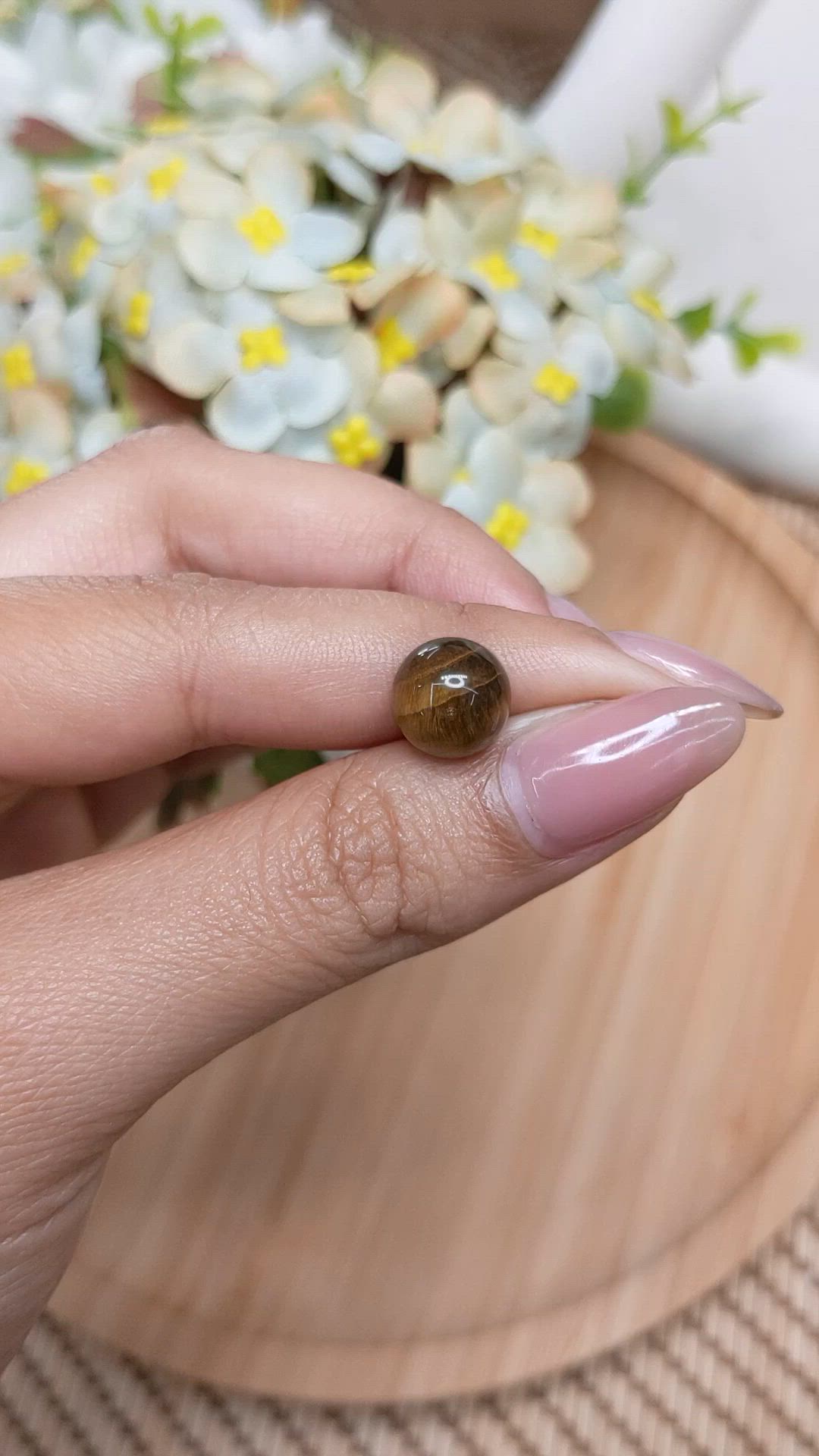 4.24 Ct. Cabochon Tiger's Eye from Ceylon (Sri Lanka) Size Video