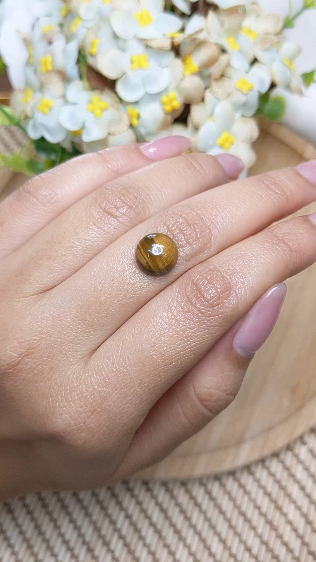 4.50 Ct. Cabochon Tiger's Eye from Ceylon (Sri Lanka) Size Video