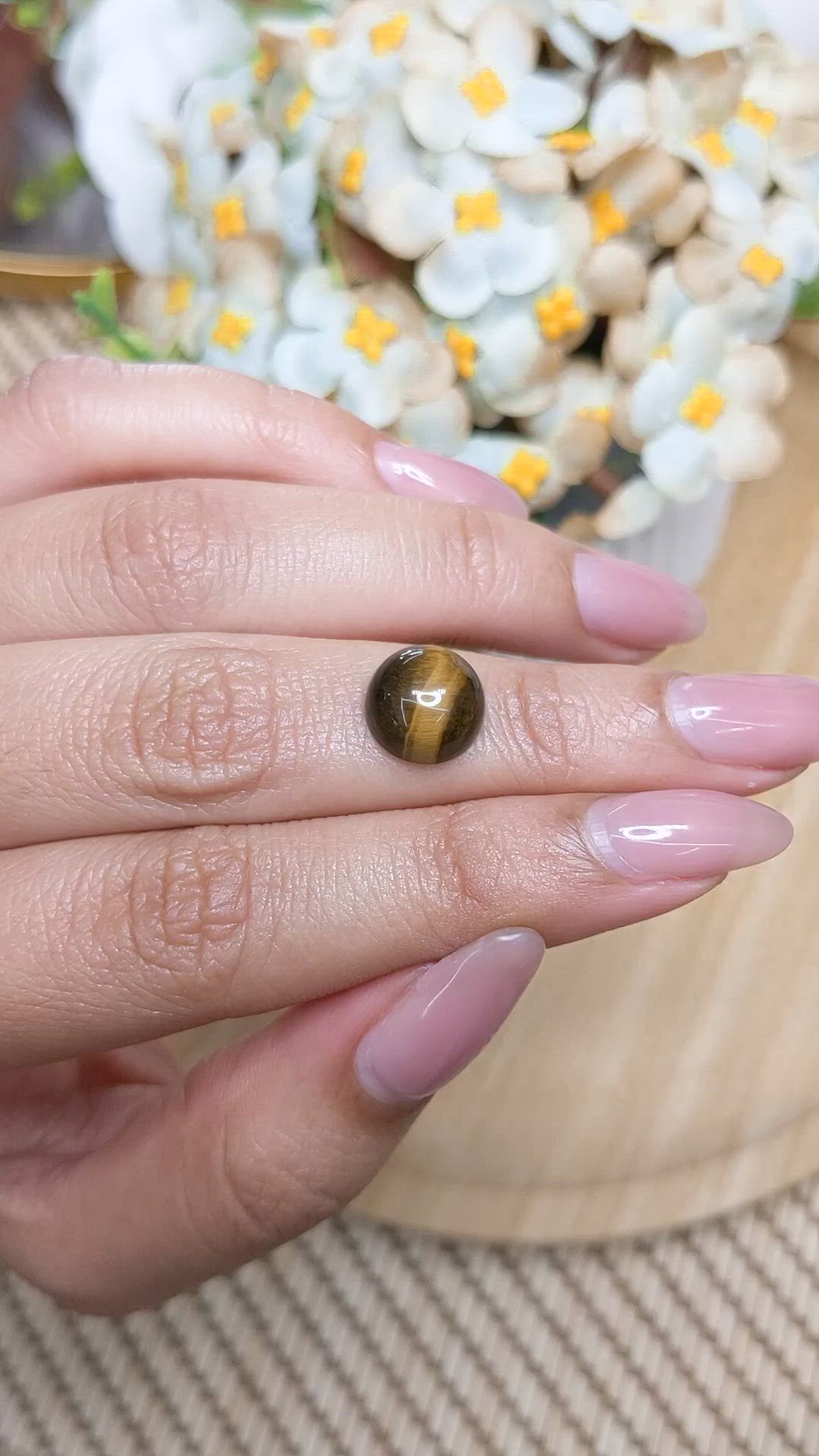 4.31 Ct. Cabochon Tiger's Eye from Ceylon (Sri Lanka) Size Video