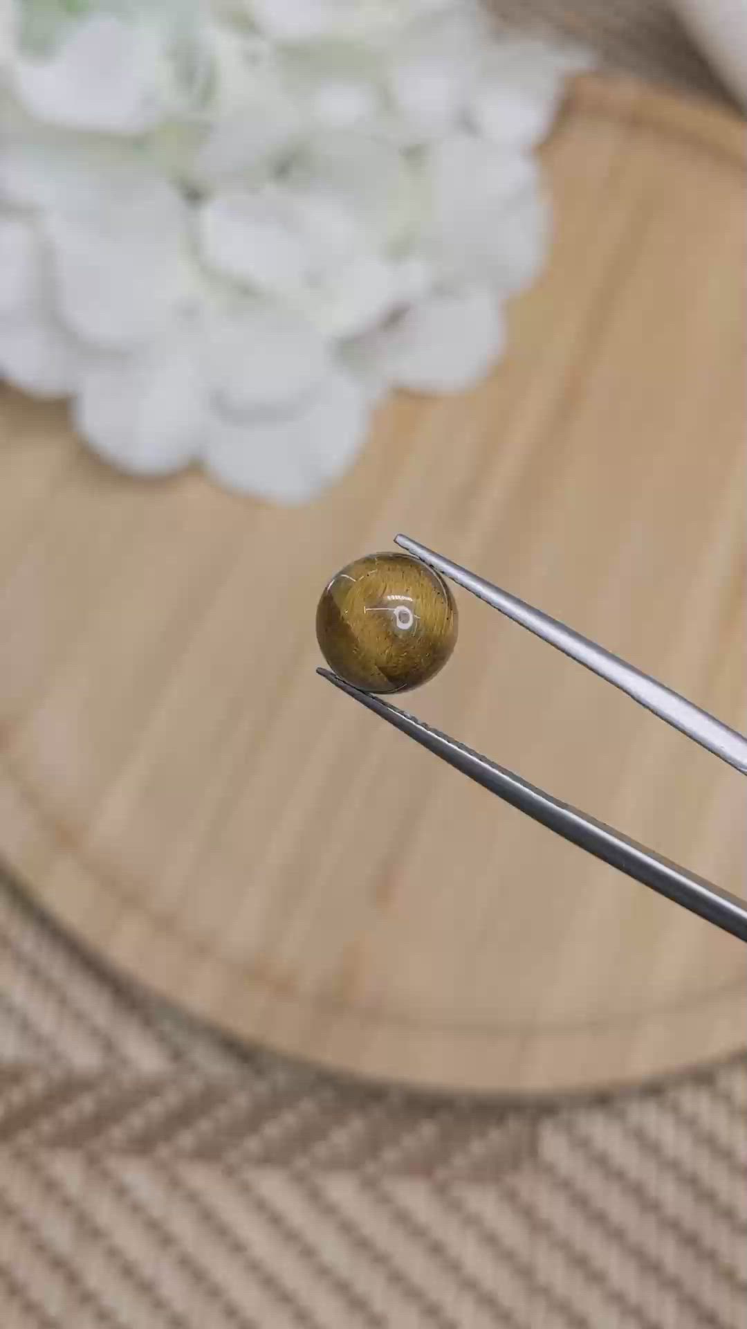 4.43 Ct. Cabochon Tiger's Eye from Ceylon (Sri Lanka) Size Video