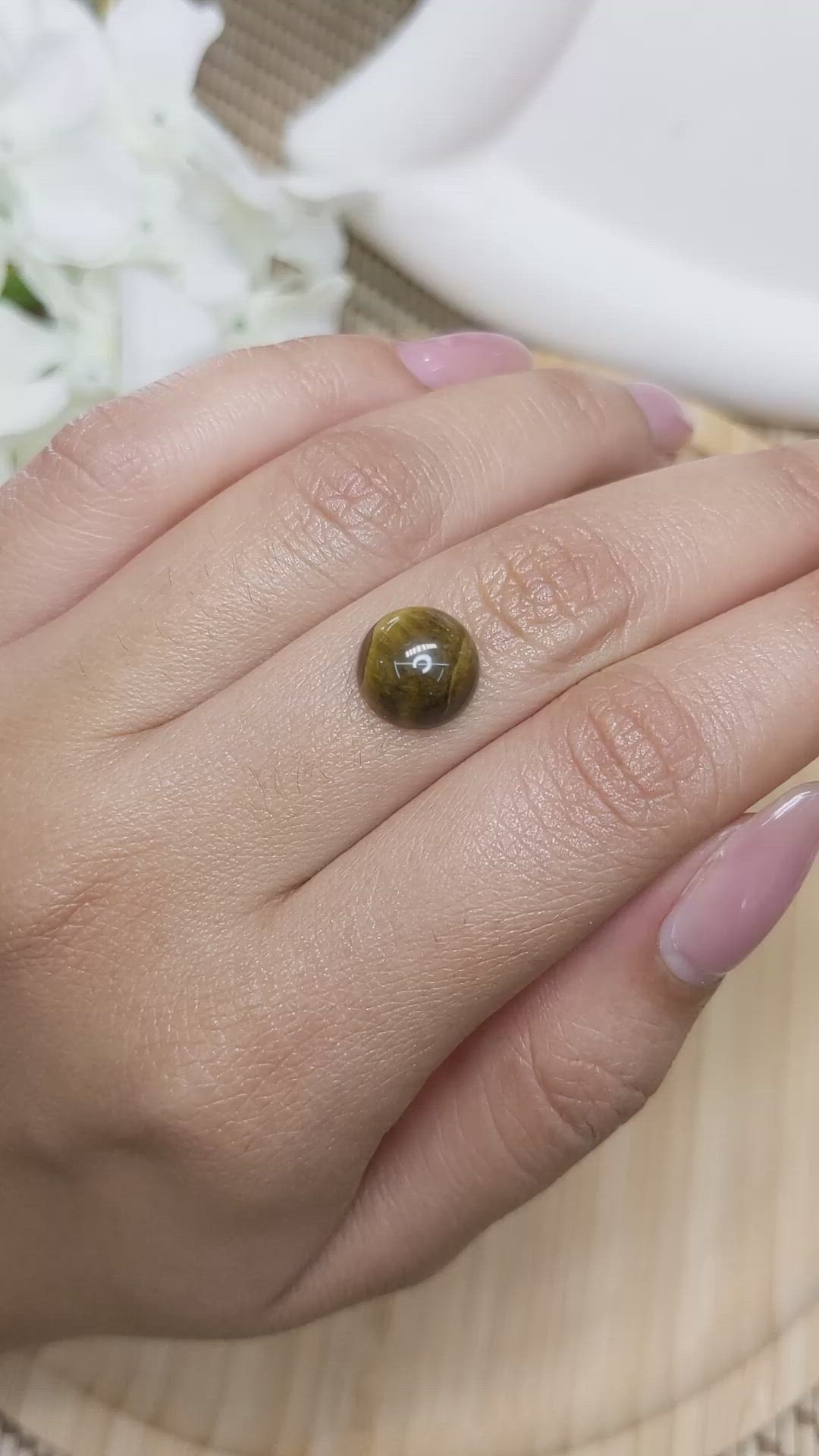4.36 Ct. Cabochon Tiger's Eye from Ceylon (Sri Lanka) Size Video