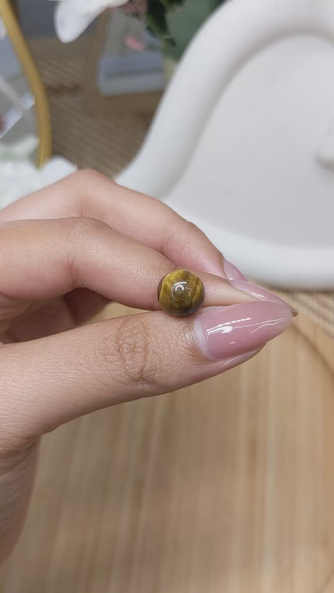4.36 Ct. Cabochon Tiger's Eye from Ceylon (Sri Lanka) Size Video