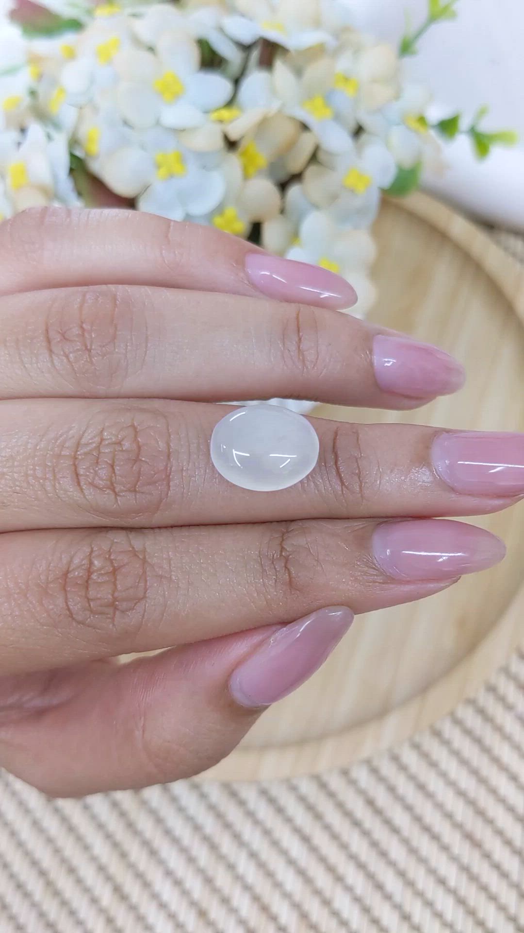 6.05 Ct. Blue Flash Cabochon Moonstone from Madagascar Size Video