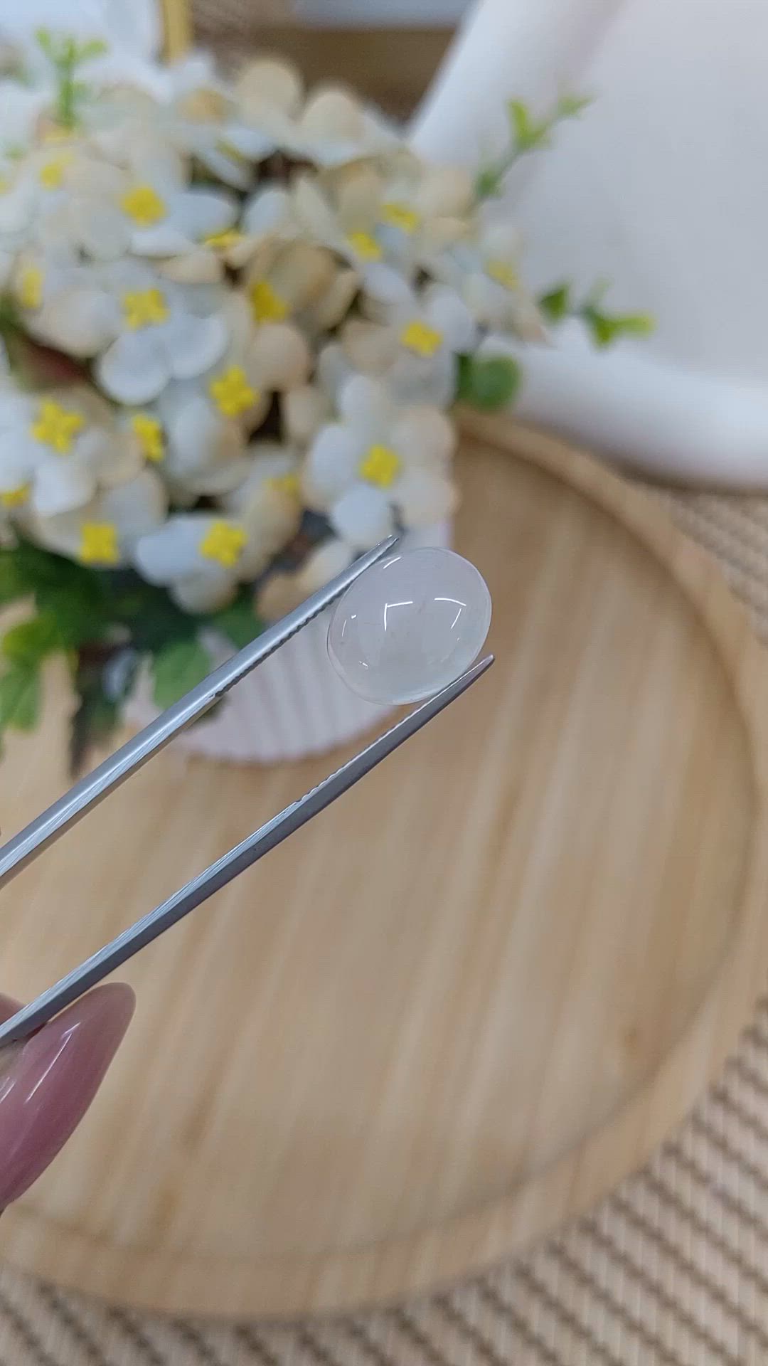 6.05 Ct. Blue Flash Cabochon Moonstone from Madagascar Size Video
