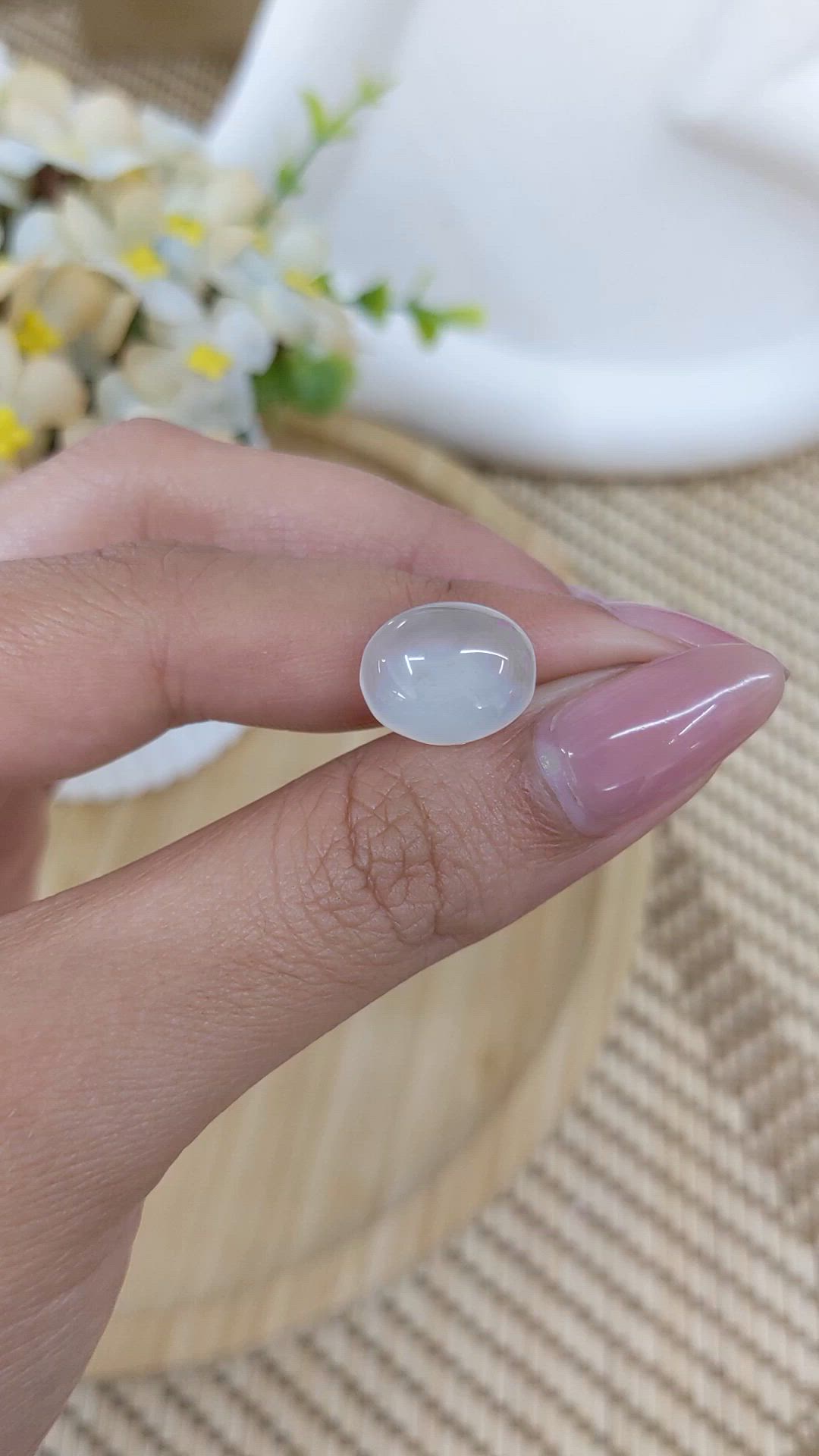 6.05 Ct. Blue Flash Cabochon Moonstone from Madagascar Size Video