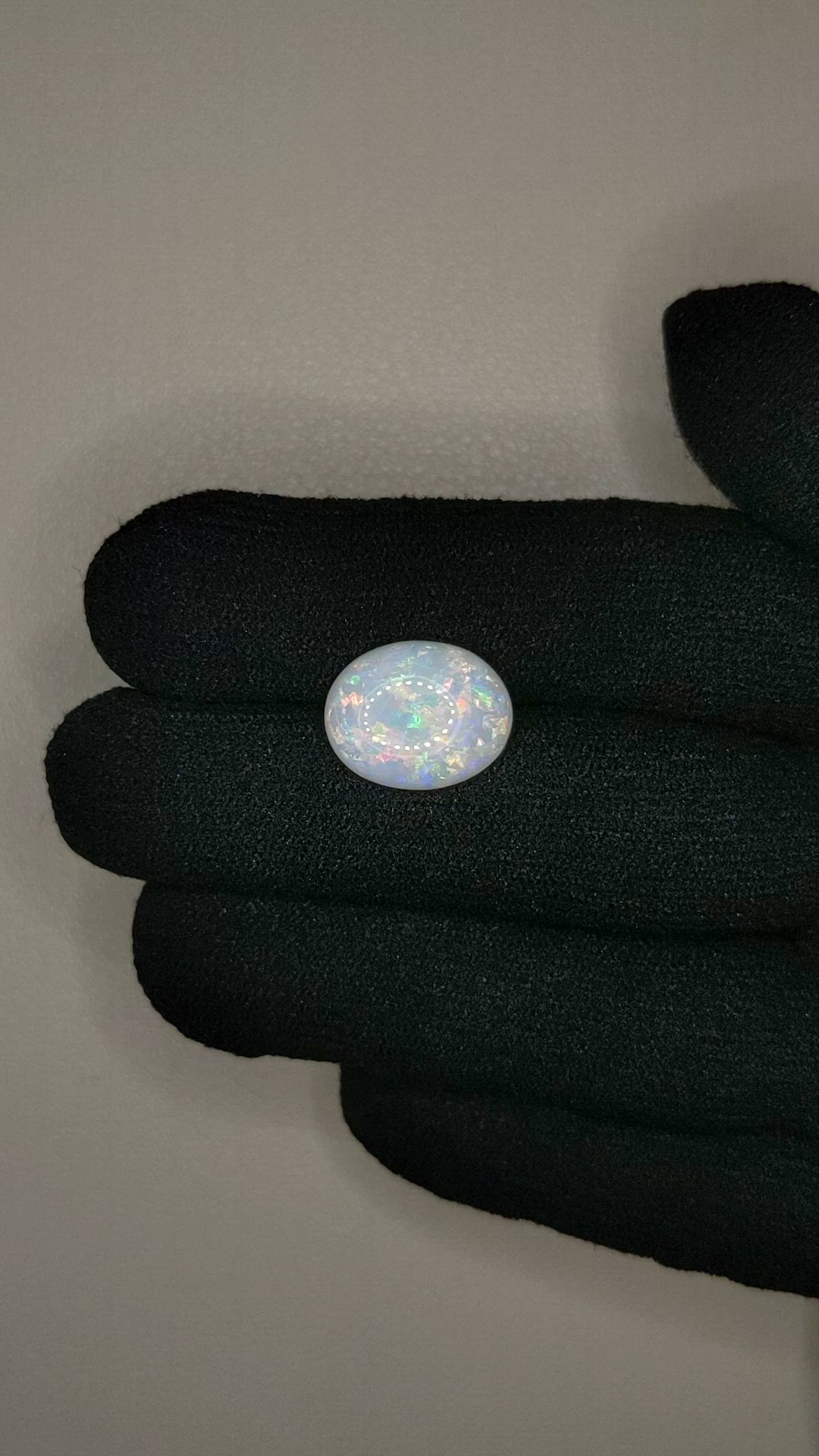 3.76 Ct. Multi Color Cabochon White Opal from Australia Size Video