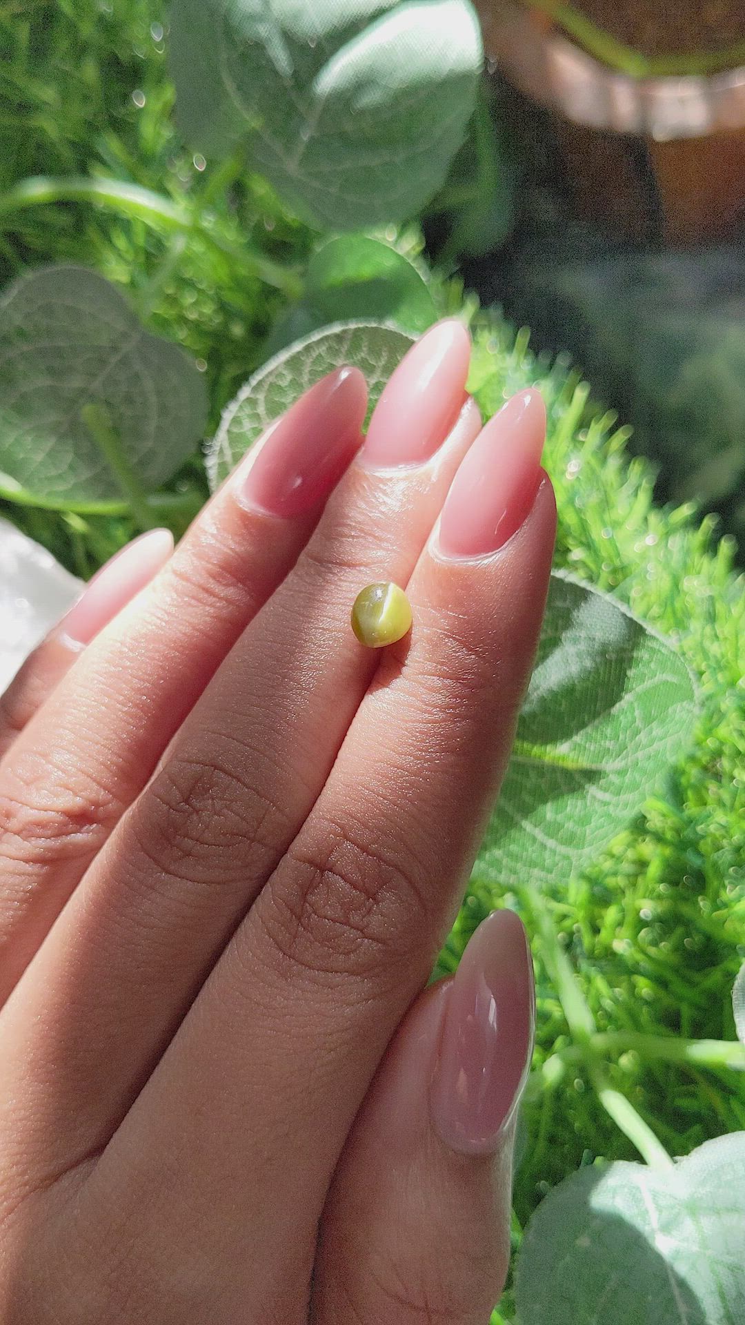 1.48 Ct. Yellowish Green Cabochon Chrysoberyl from Tanzania Size Video