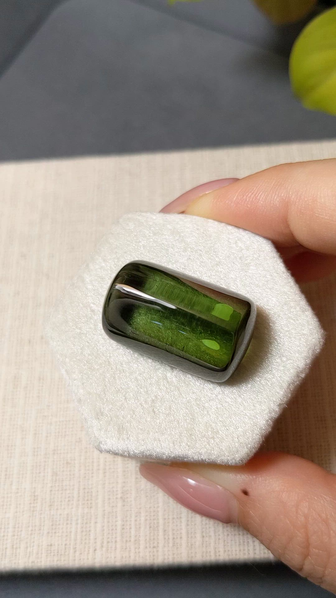 48.18 Ct. Green Cabochon Tourmaline from Brazil Size Video