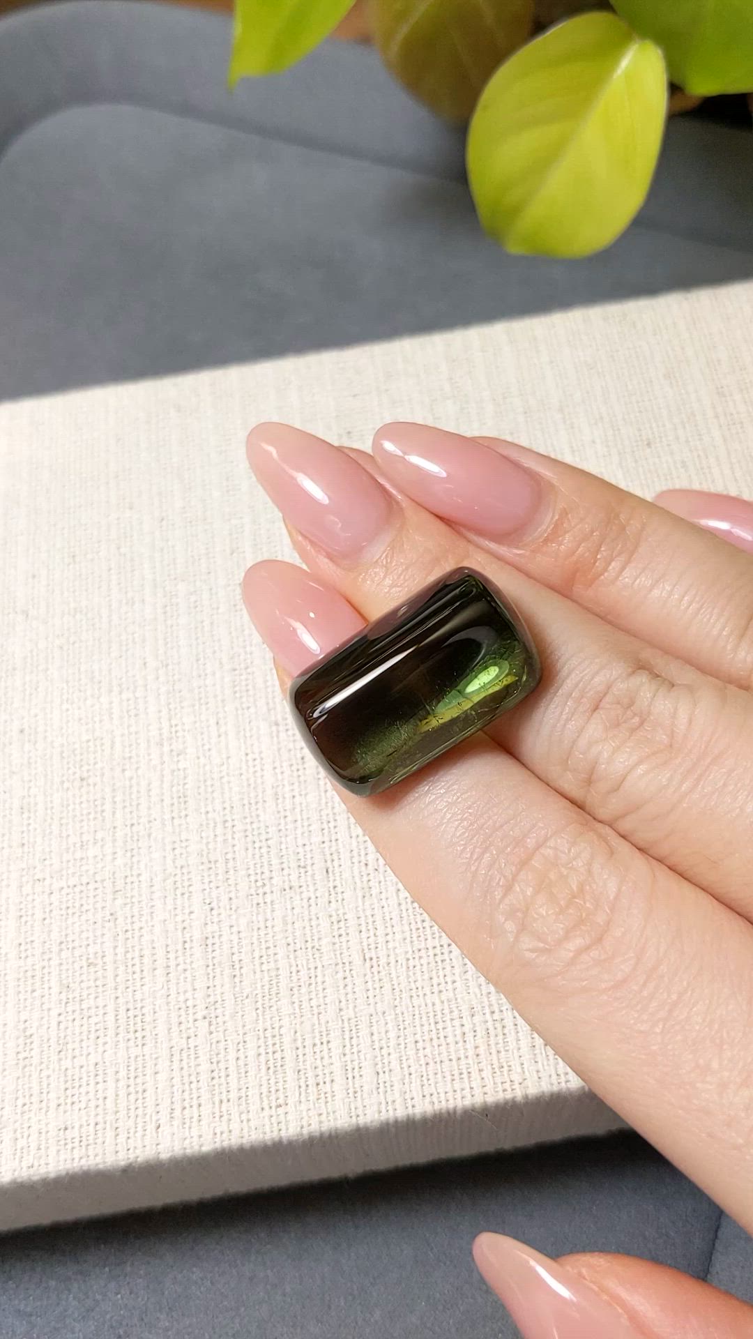 48.18 Ct. Green Cabochon Tourmaline from Brazil Size Video