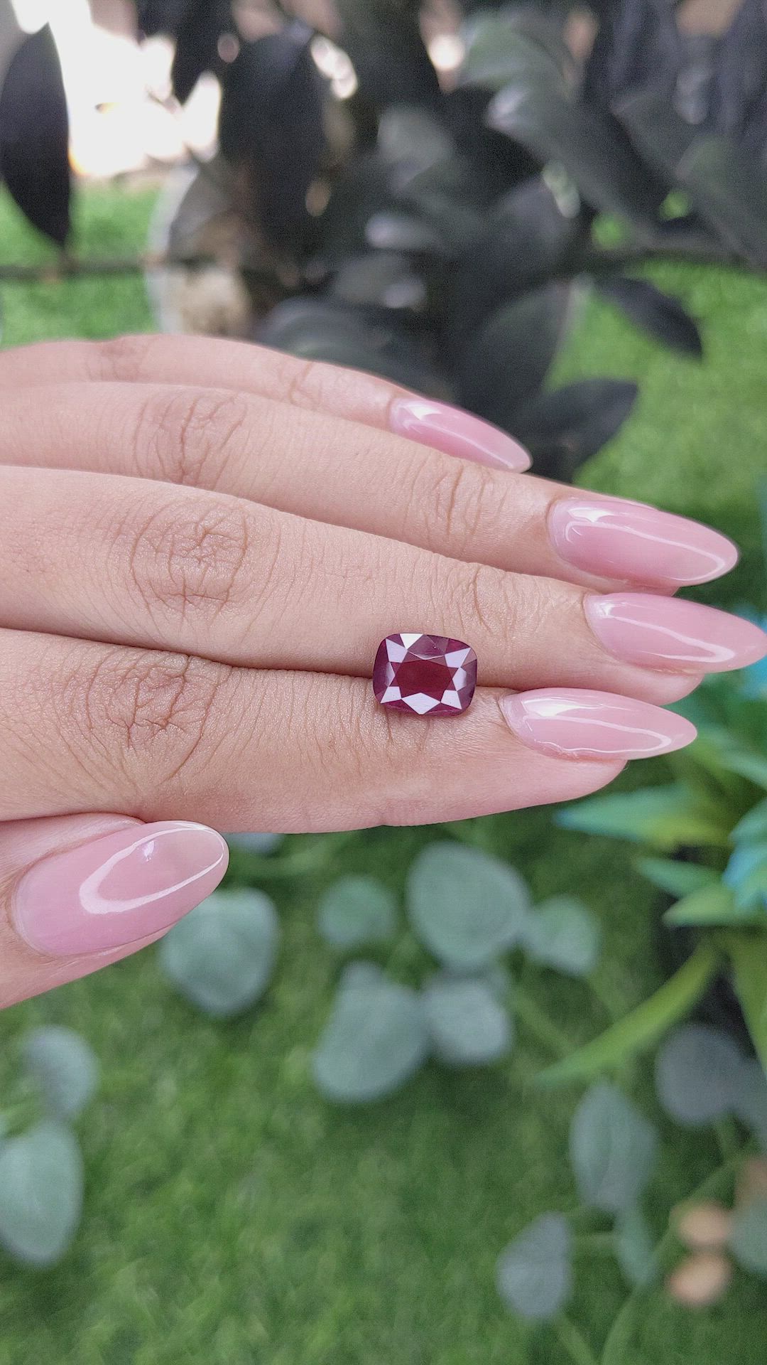 3.49 Ct. Purplish Pink Garnet from Tanzania Size Video
