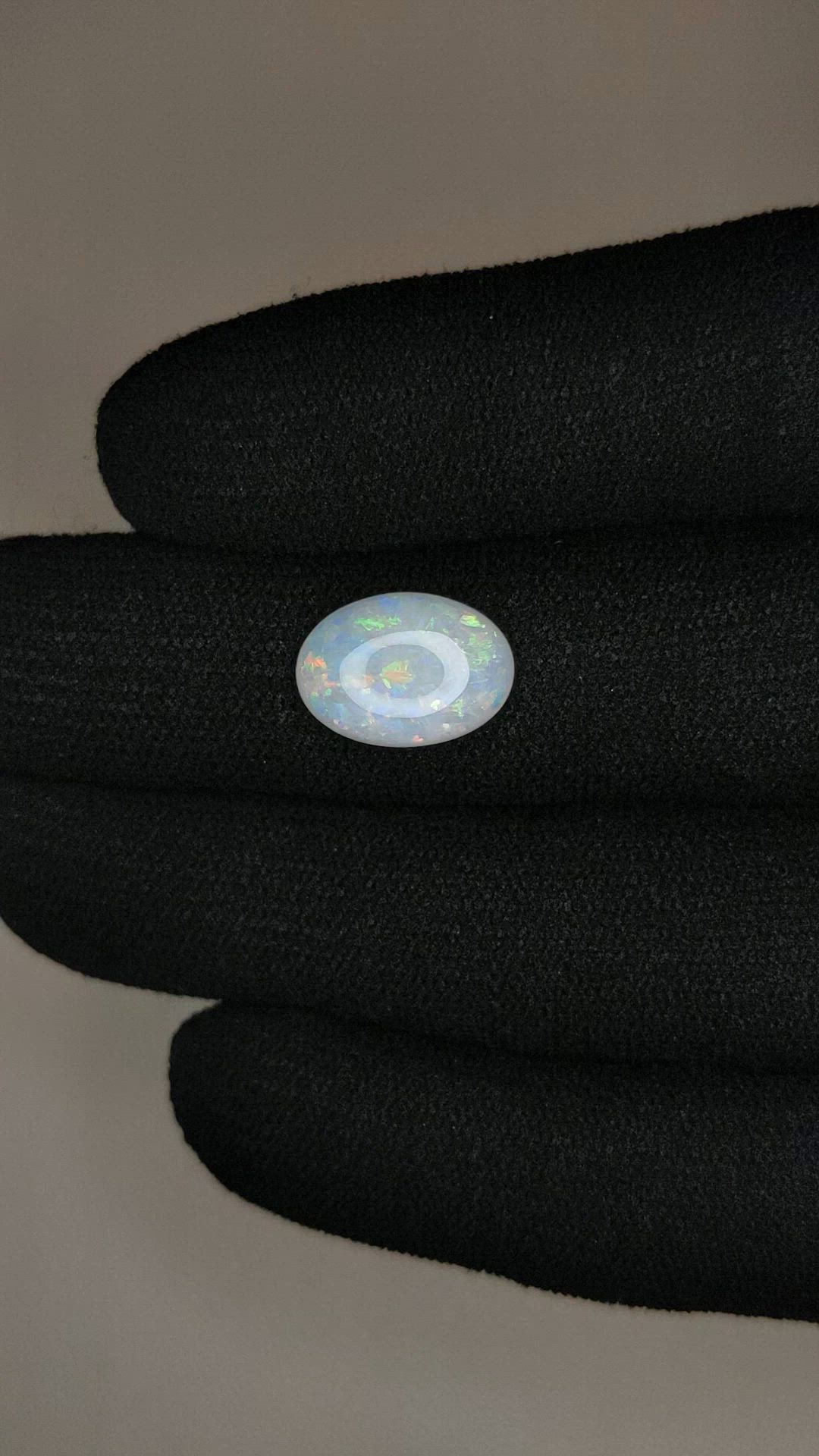 2.63 Ct. Multi Color Cabochon White Opal from Australia Size Video