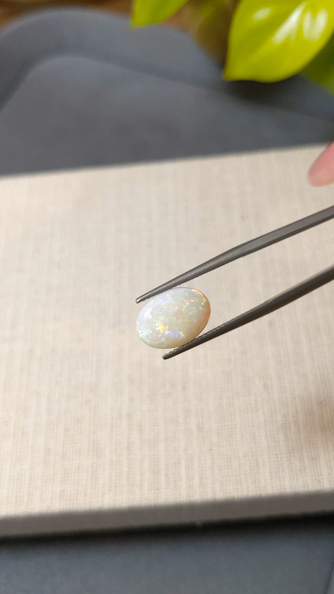 2.63 Ct. Multi Color Cabochon White Opal from Australia Size Video
