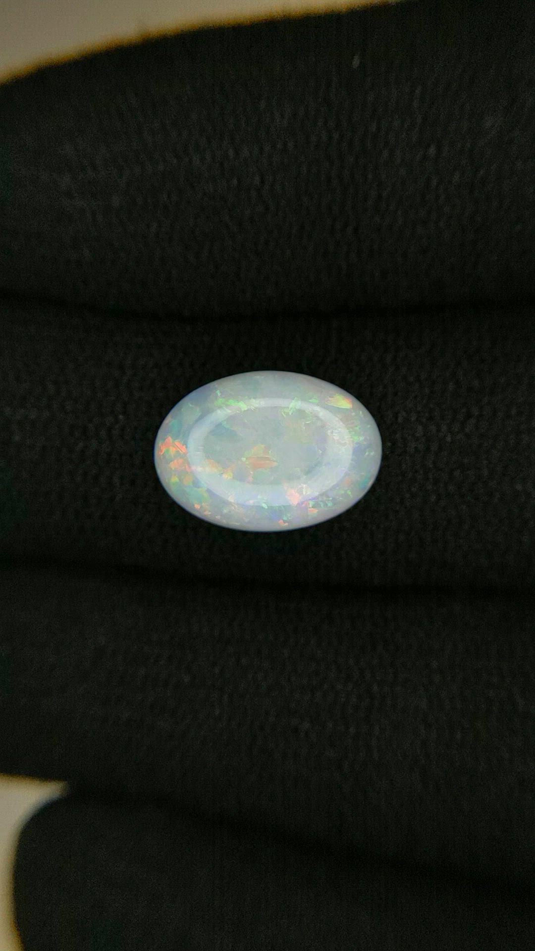 2.63 Ct. Multi Color Cabochon White Opal from Australia Size Video