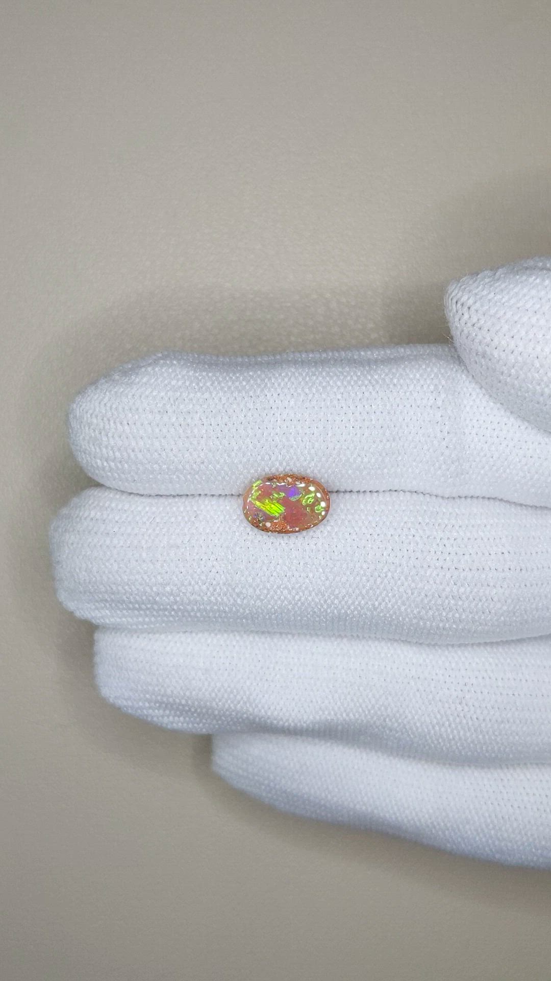 1.14 Ct. Multi Color Cabochon Boulder Opal from Australia Size Video