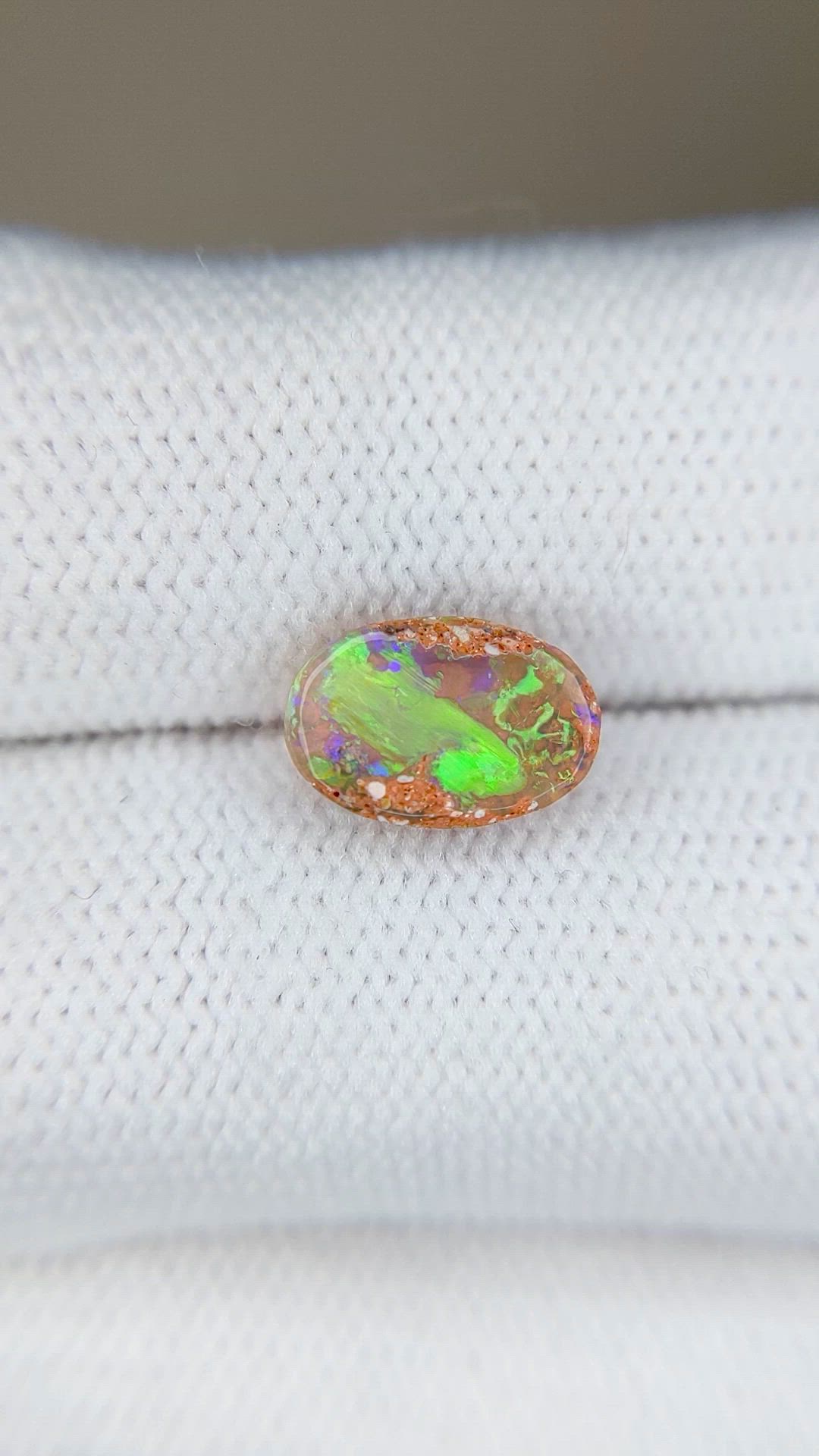 1.14 Ct. Multi Color Cabochon Boulder Opal from Australia Size Video